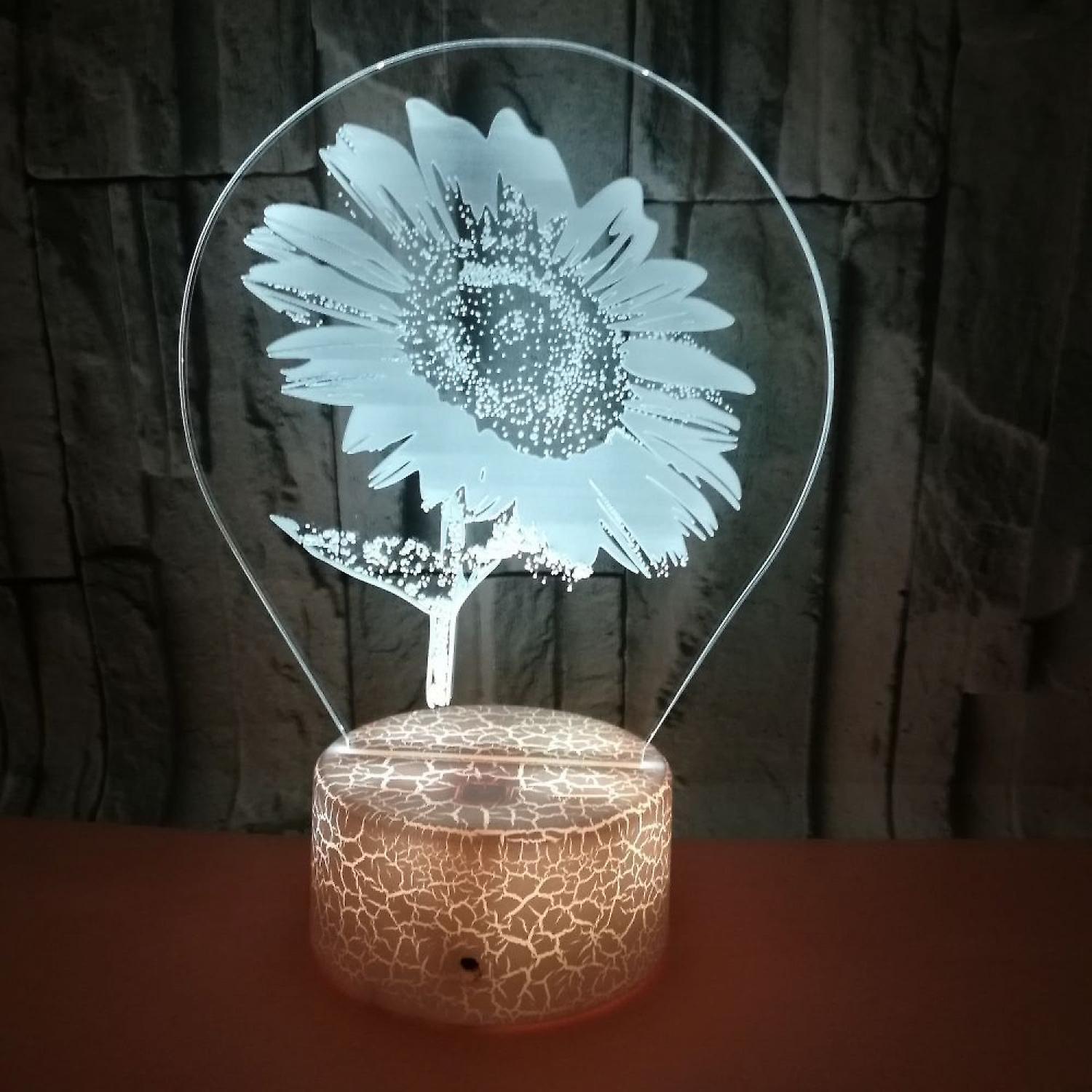 3D Sunflower Night Light Touch Table Desk Optical Illusion Lamps 7 Color Changing Lights Home Decoration Xmas Birthday Gift B091-223