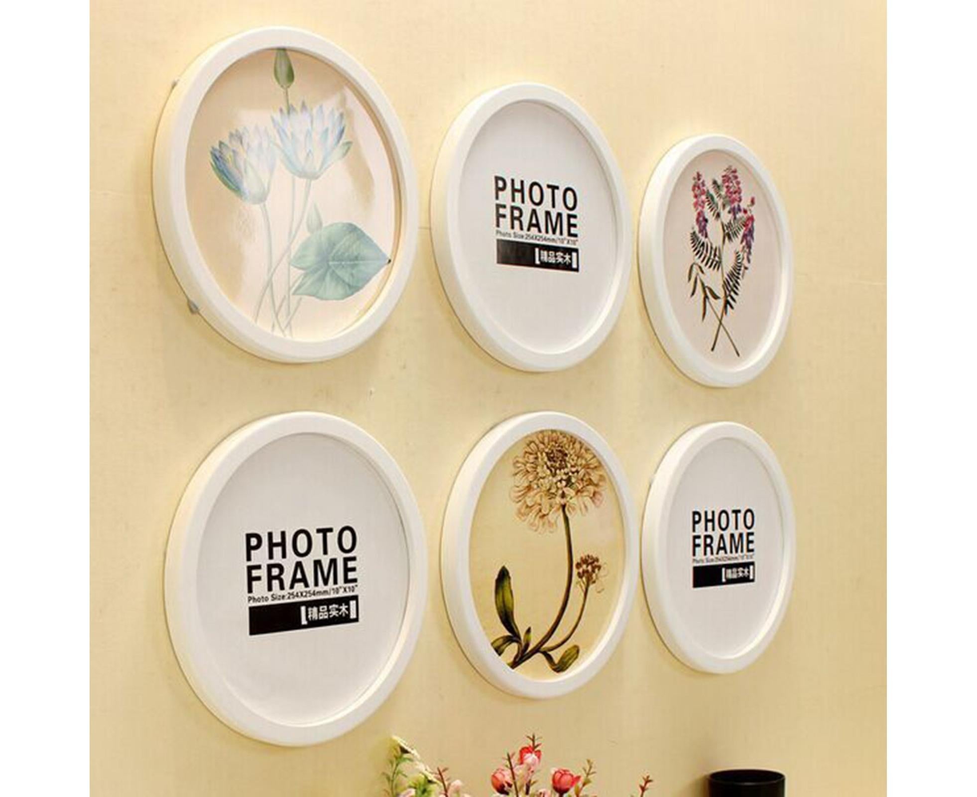 6inch Photo Frame Smooth Surface Fine Workmanship Round Wall Mounted Picture Storage Holder Home Supply - White