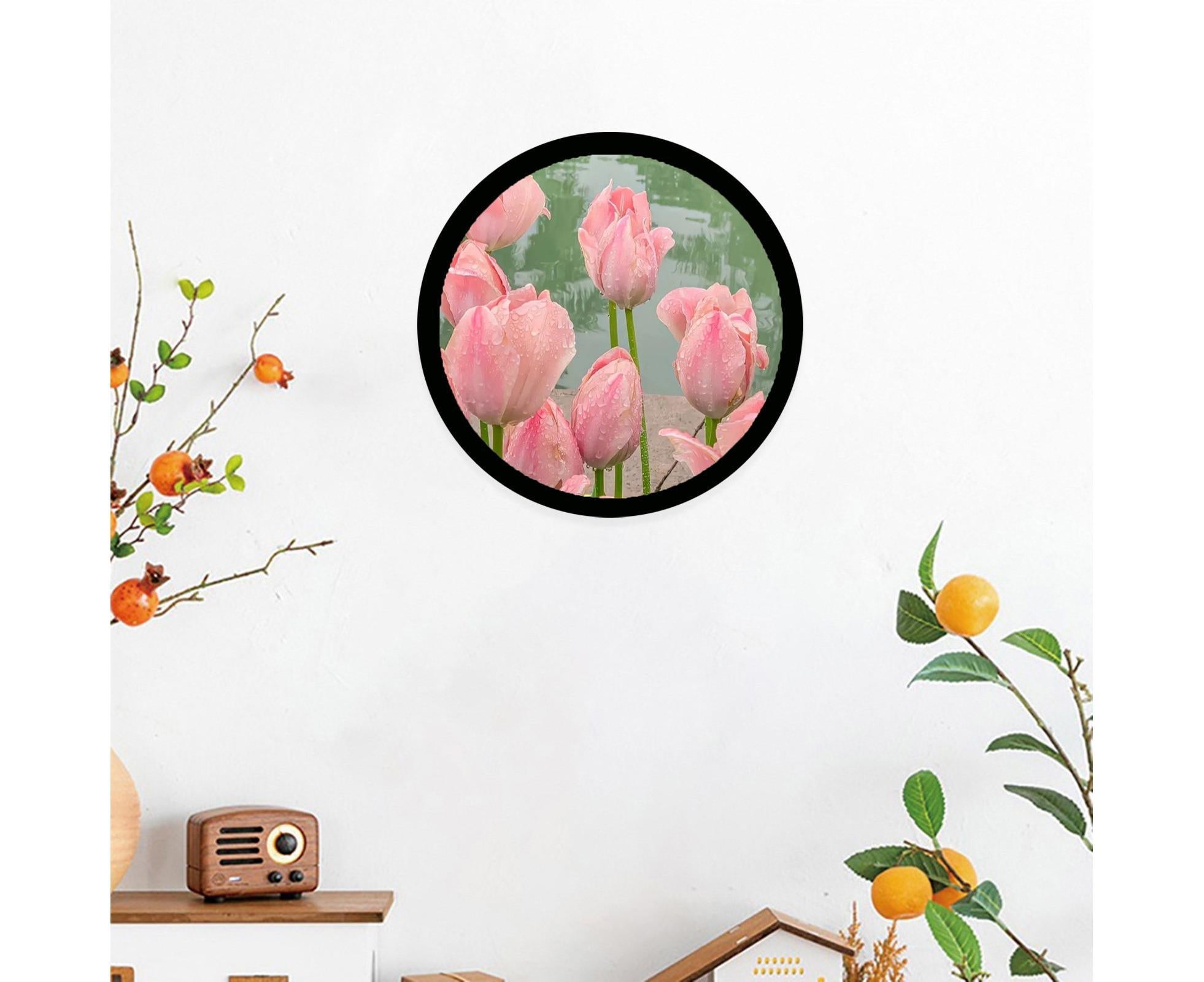 6inch Photo Frame Smooth Surface Fine Workmanship Round Wall Mounted Picture Storage Holder Home Supply - Black