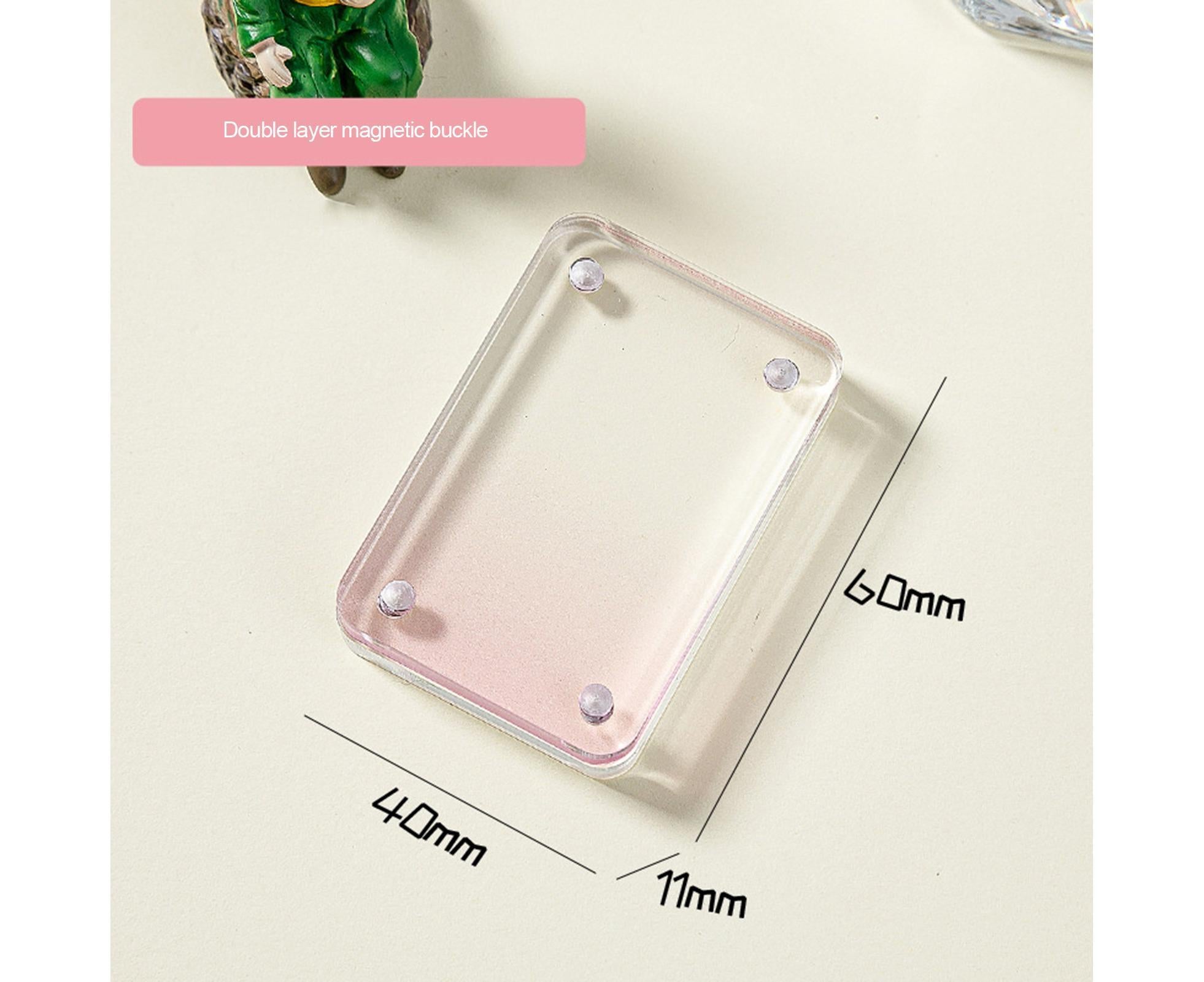 Card Brick grip Suction Transparent Visible DIY Store Photos Gradient Color Flowing Sand Mahjong Size Card Case Album Home Supply - Pink