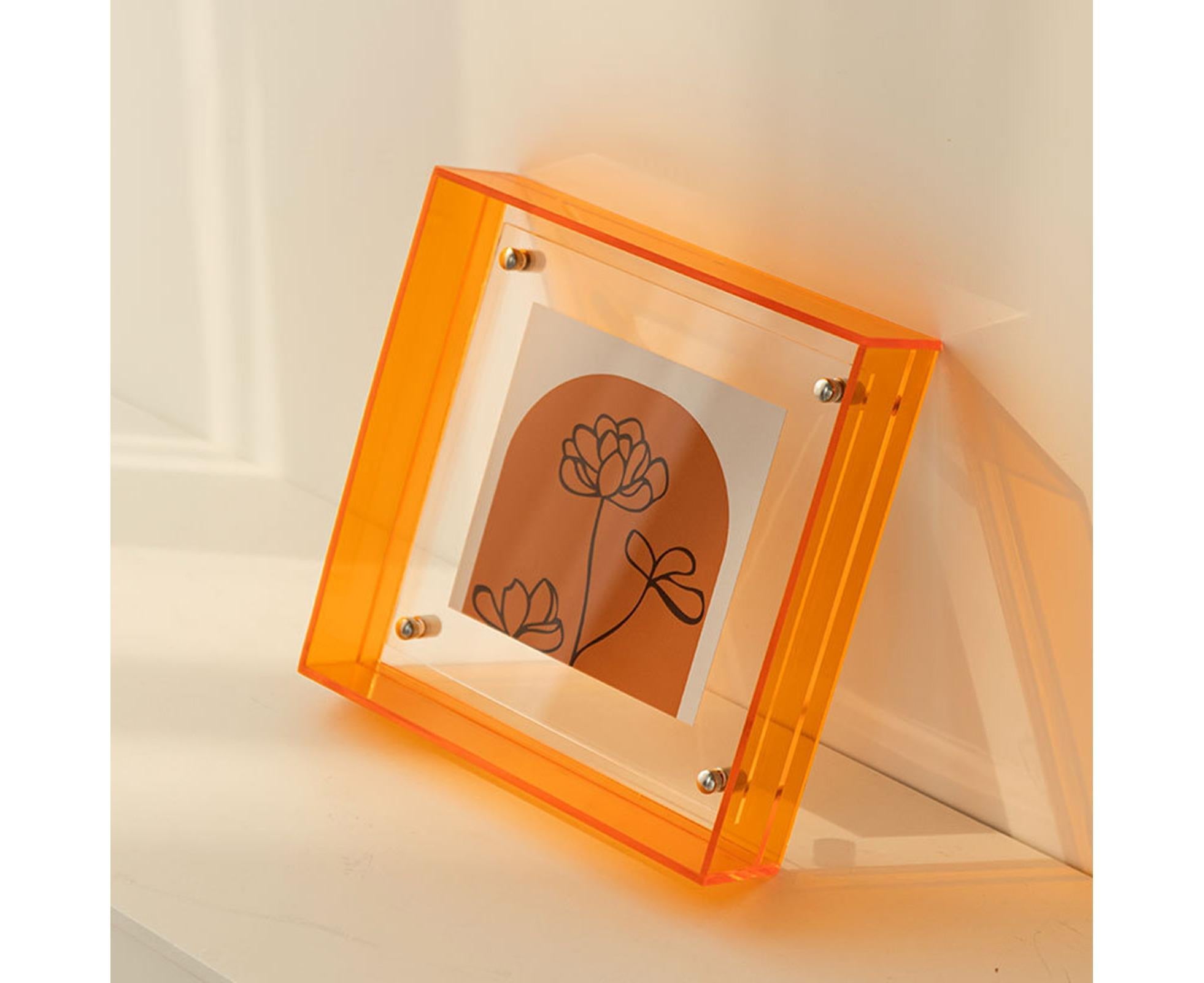 Dazzling Acrylic Photo Frame Ornaments Printing And Framing Creative Picture Frame Display DIY Wash Photos Home Decor - Orange