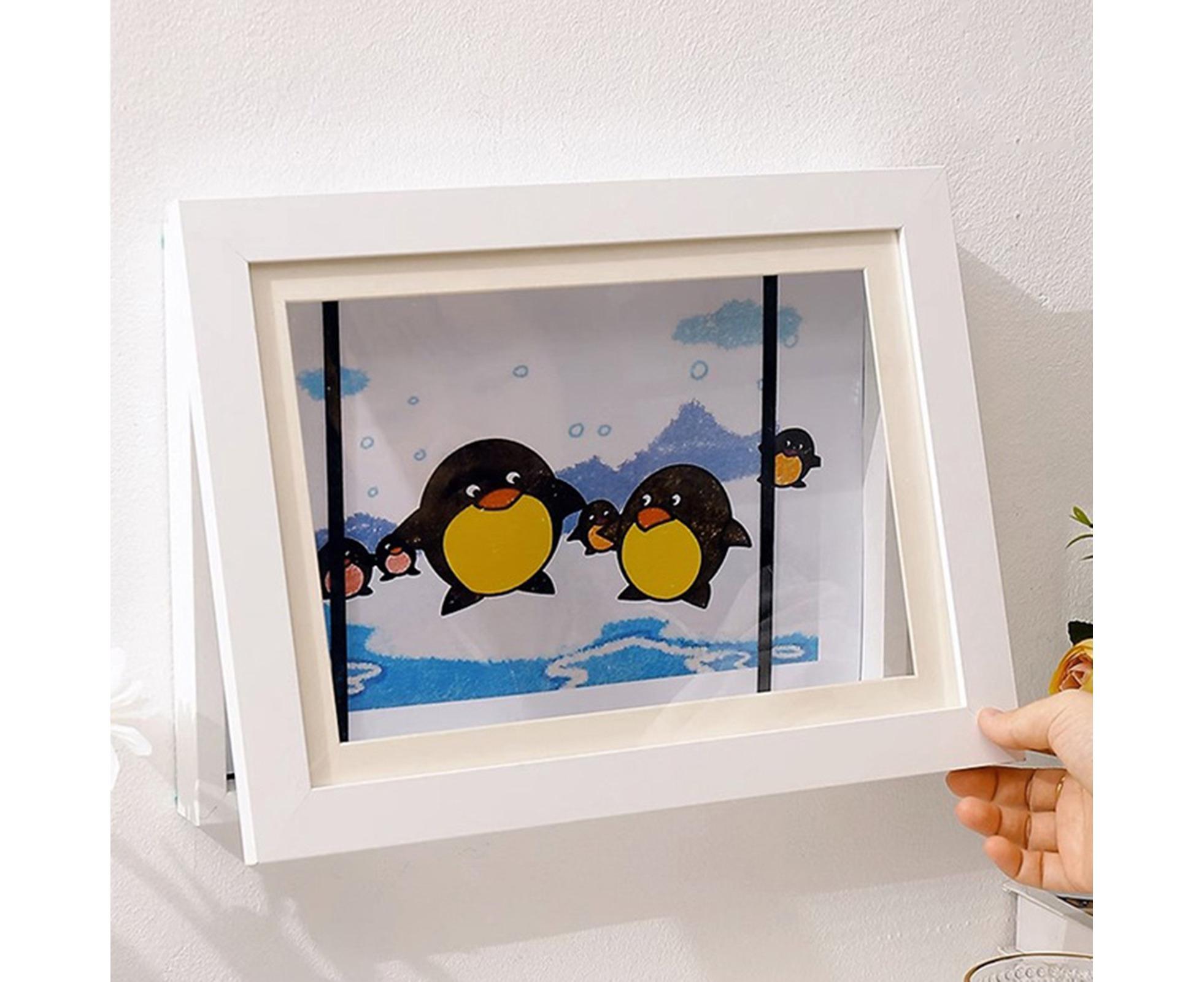 Flip Photo Frame Front Opening Picture Display Artwork Easy to Use Versatile Design Picture Display Stands - White