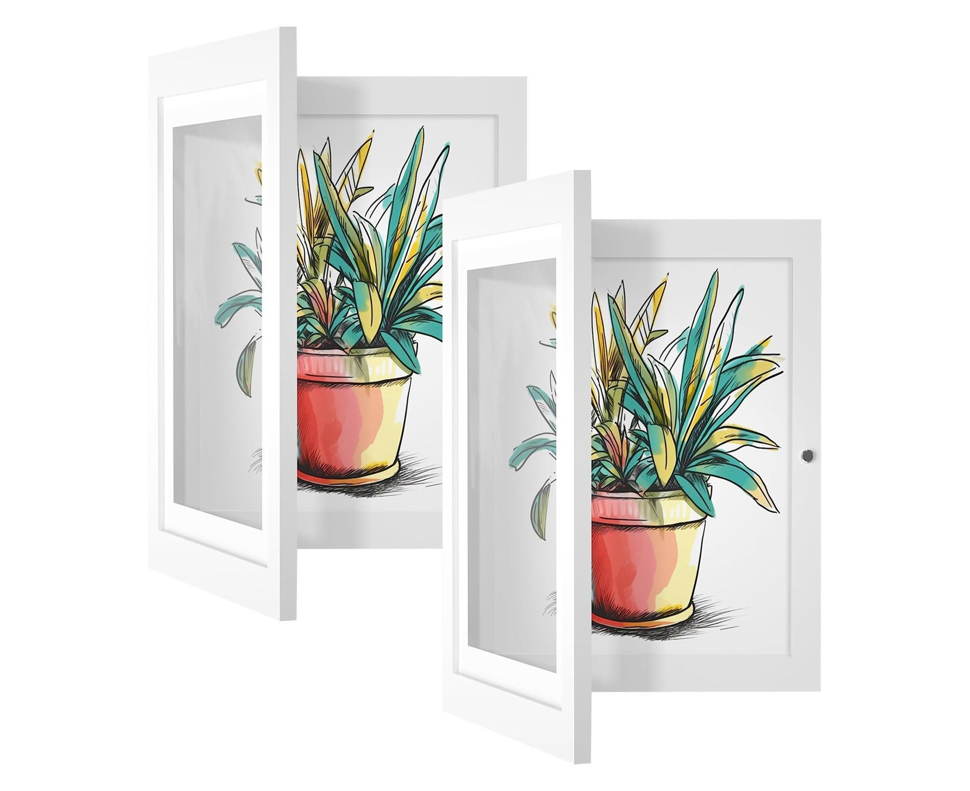 Flip Photo Frame Front Opening Picture Display Artwork Easy to Use Versatile Design Picture Display Stands - White
