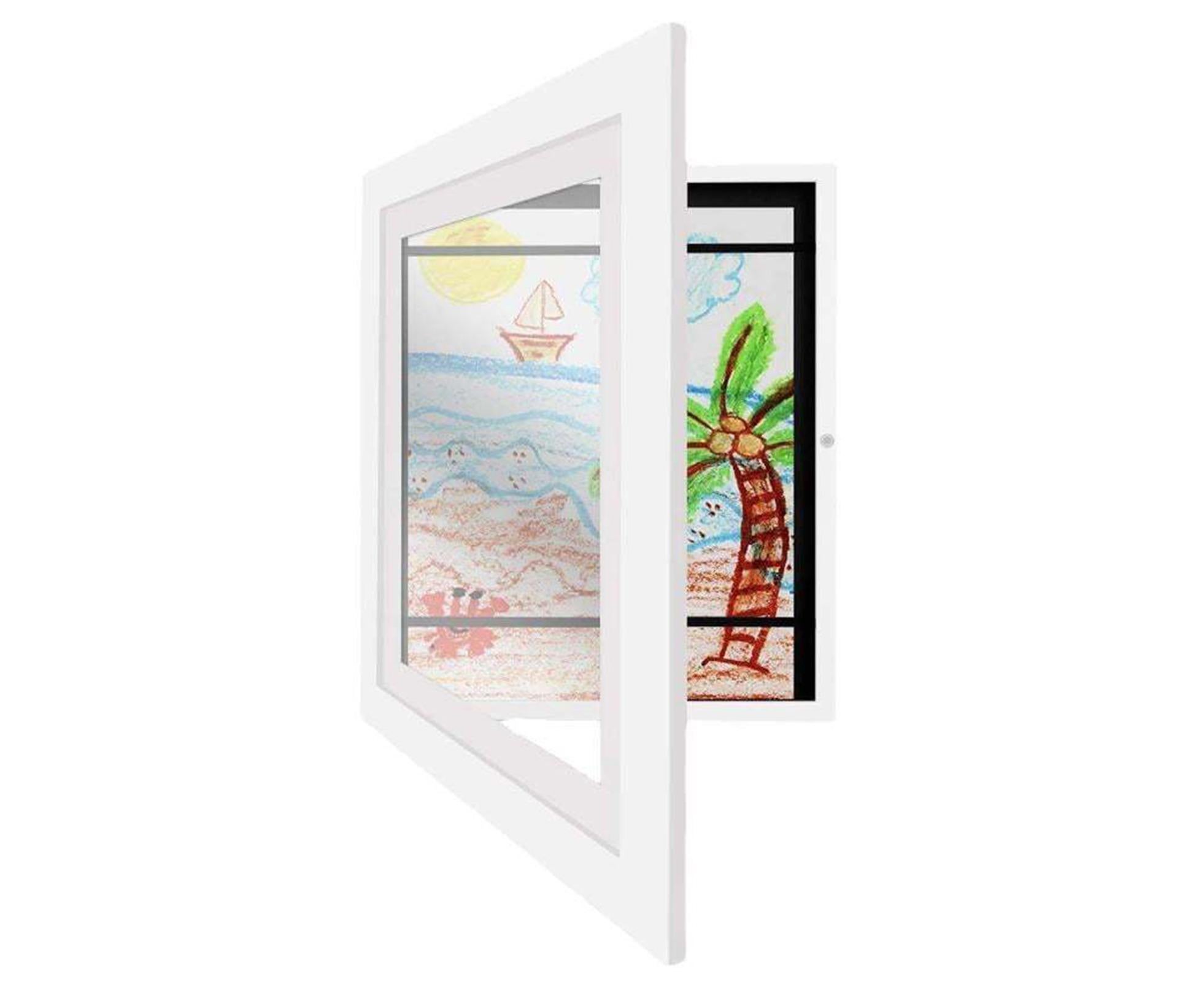 Flip Photo Frame Front Opening Picture Display Artwork Easy to Use Versatile Design Picture Display Stands - White