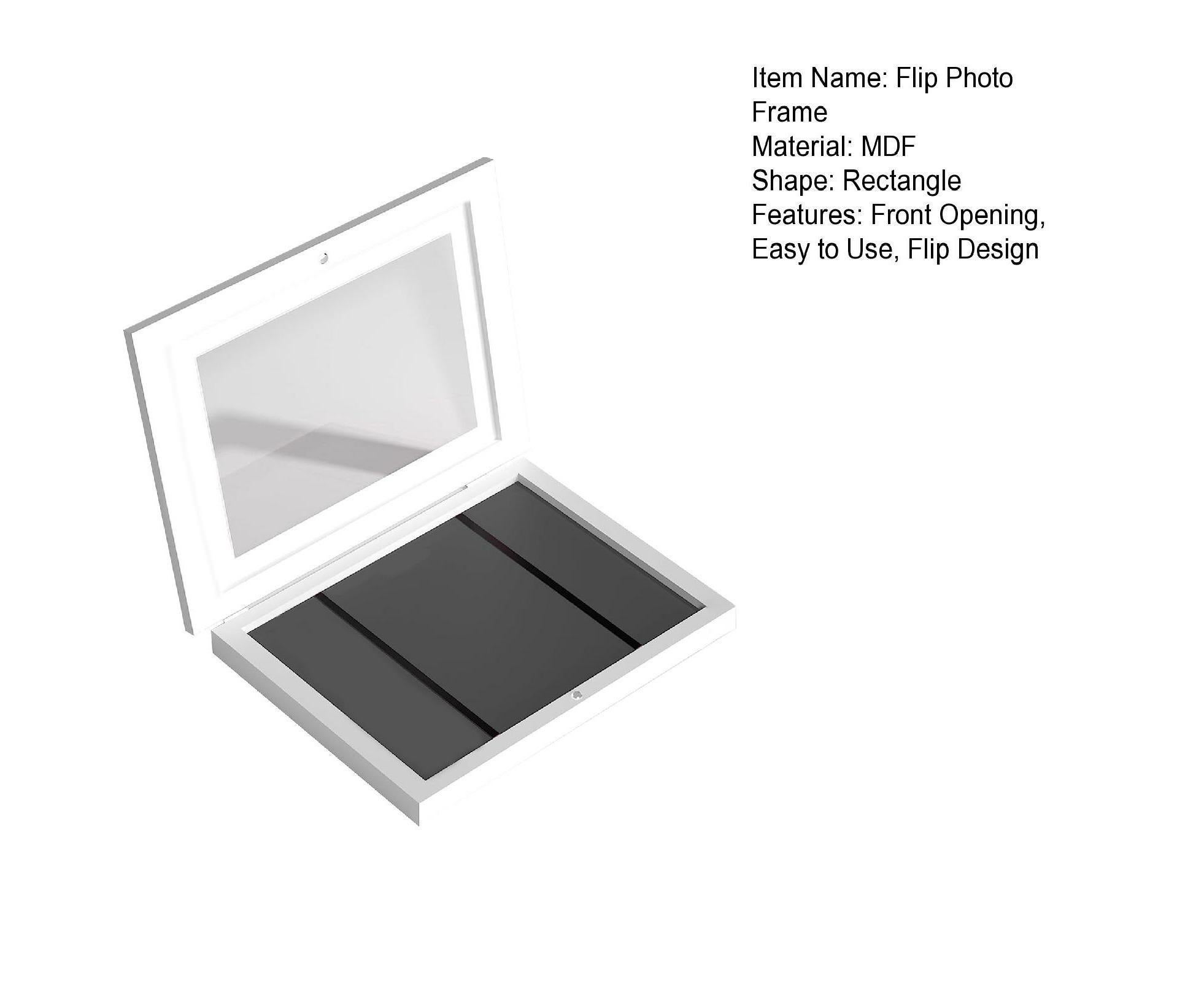 Flip Photo Frame Front Opening Picture Display Artwork Easy to Use Versatile Design Picture Display Stands - White