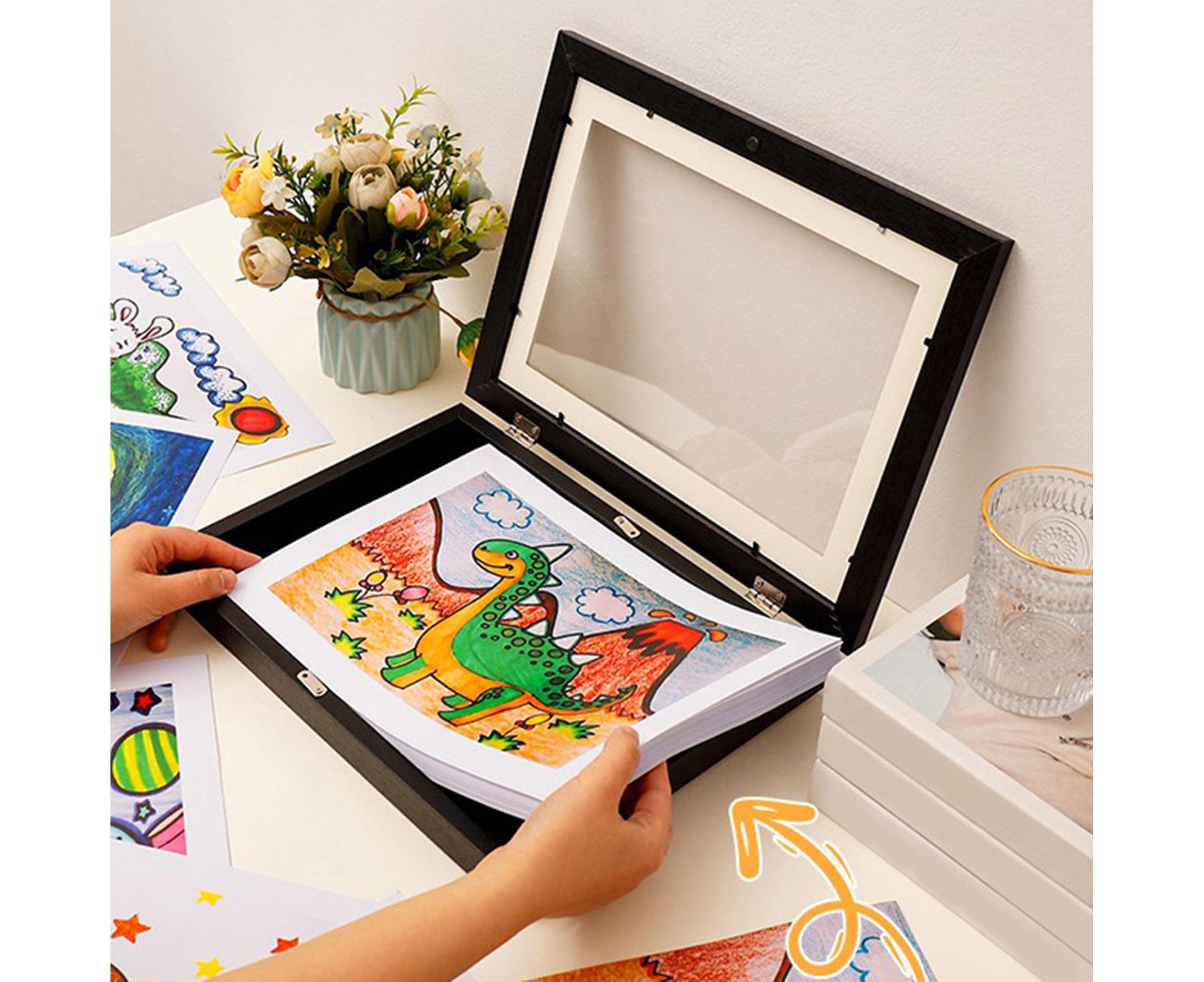 Flip Photo Frame Front Opening Picture Display Artwork Easy to Use Versatile Design Picture Display Stands - Black