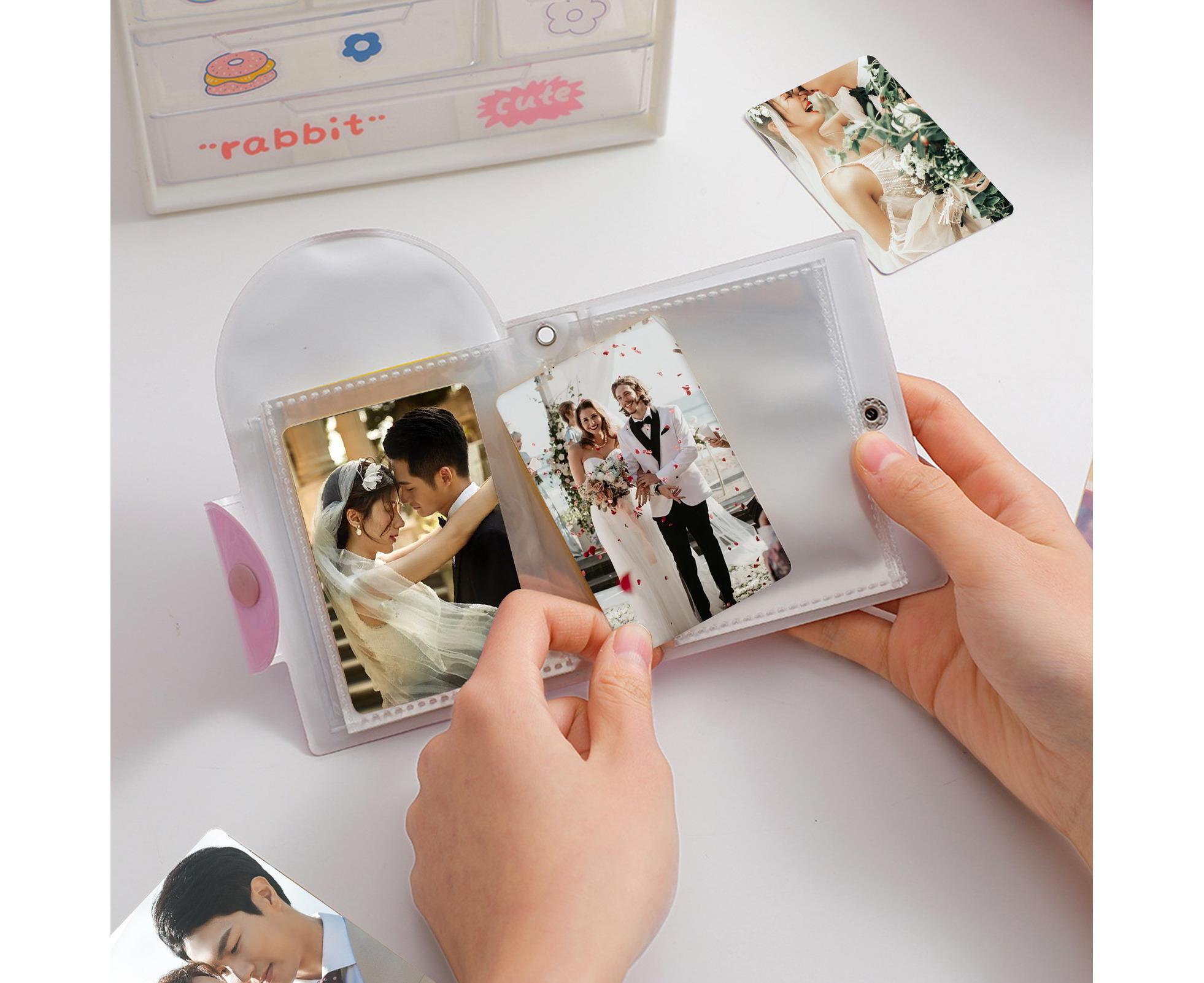 Photo Album Large Capacity Waterproof Insert Type PVC 3 Inch 40 Pages Picture Album Card Storage Binder Friends Gift - Pink