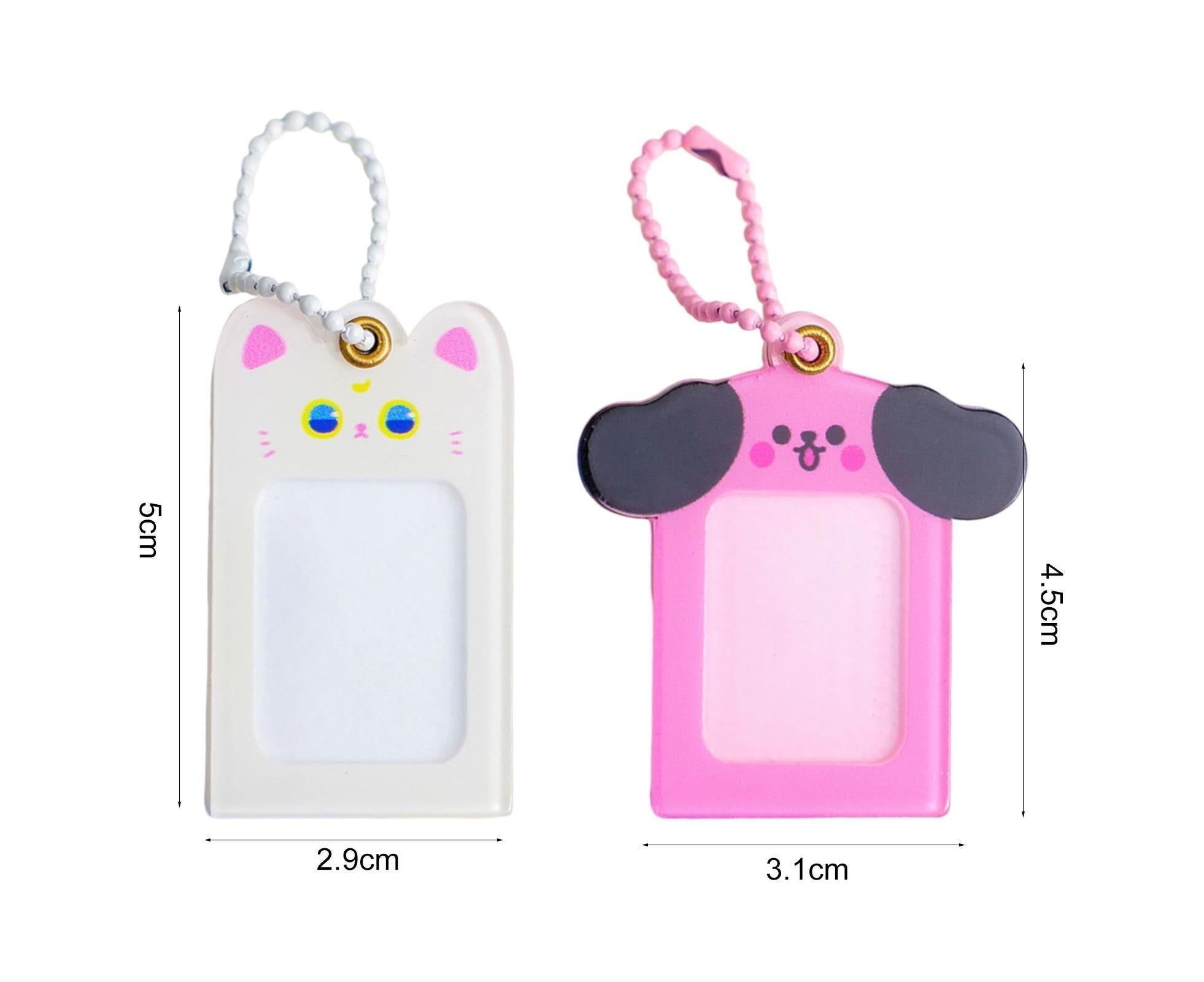Photo Keychain Creative Acrylic Cartoon Cat Photo Frame Hanging Pendant for Daily Use-Pink