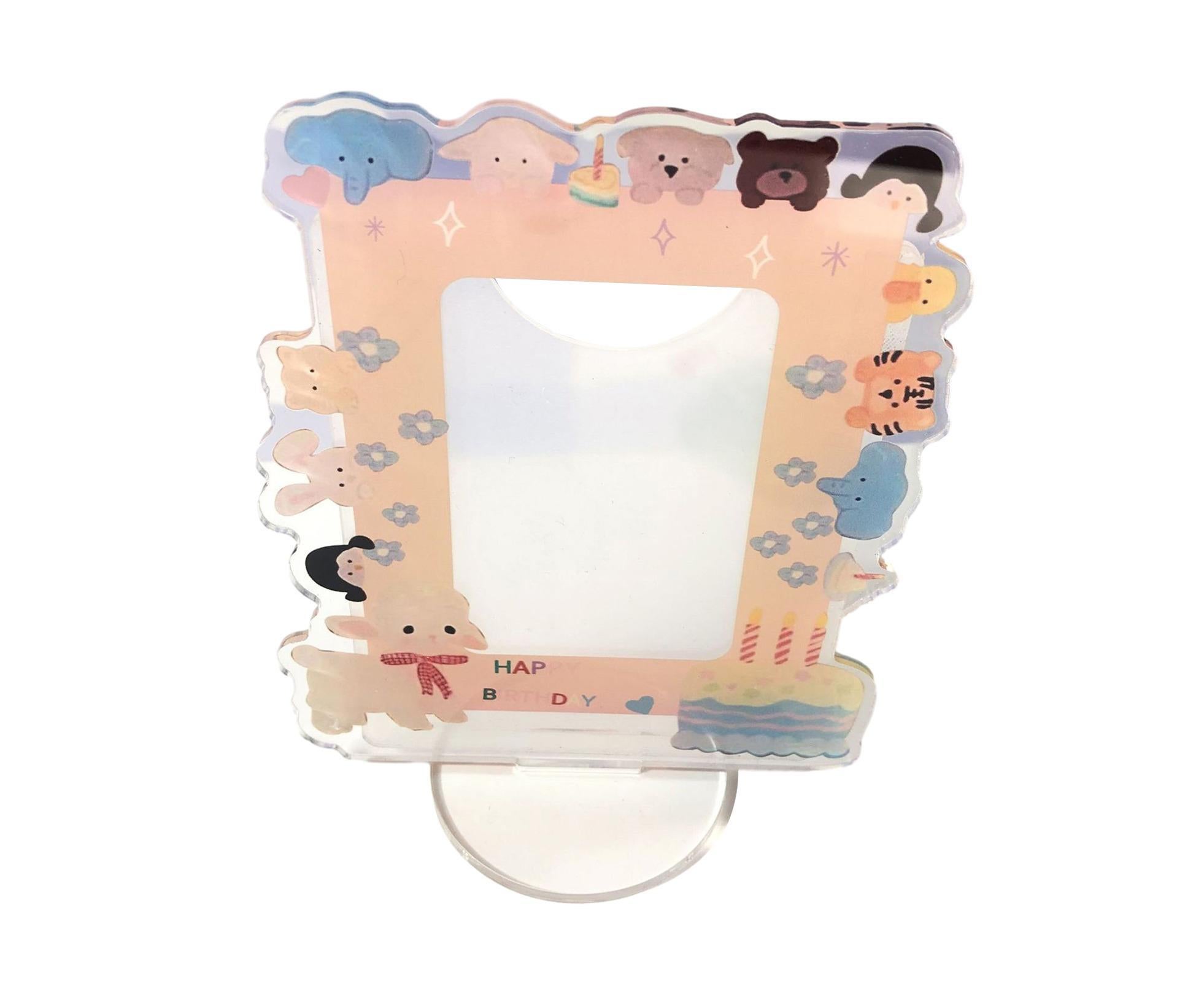 Sign Stand Ornament Irregular Wave Edge Acrylic Flower Pattern Surrounding 3 Inch Album Photocard Stand Household Use