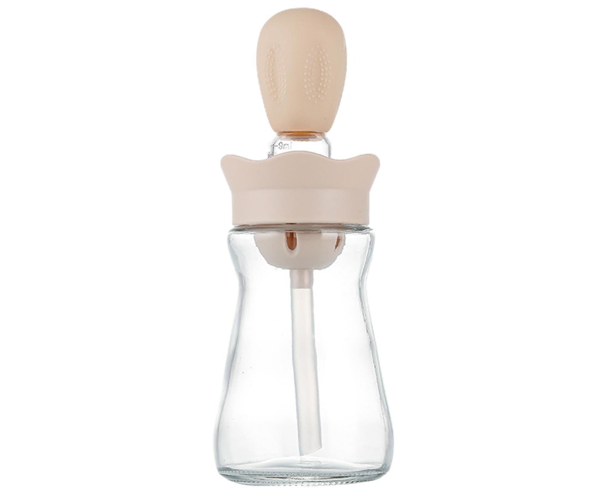 200ML 2 in 1 Glass Oil Bottle with Silicone Brush-Pink