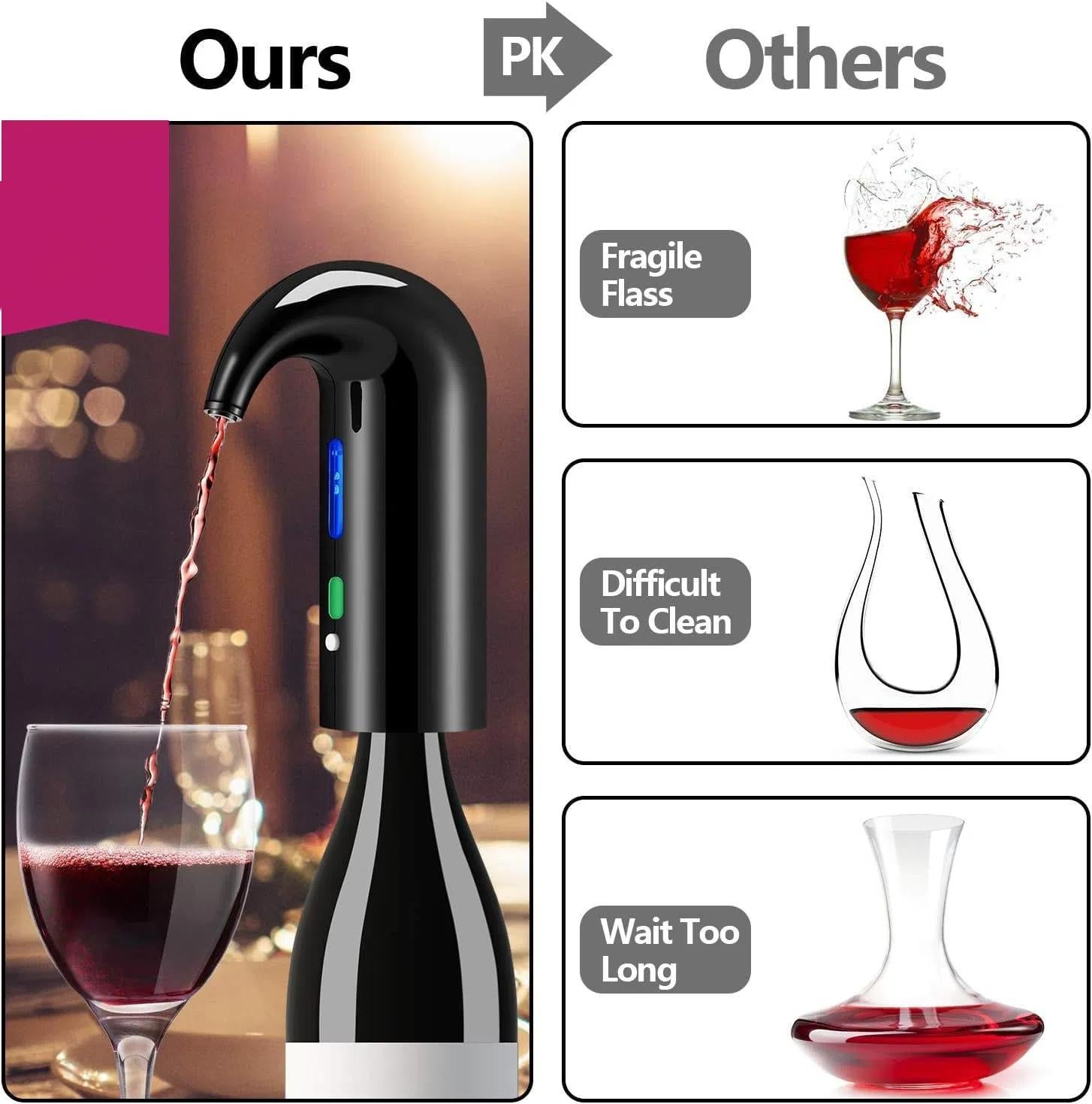 Wine Aerator Electric Wine Decanter One Touch Red - White Wine Accessories Aeration Work... detail