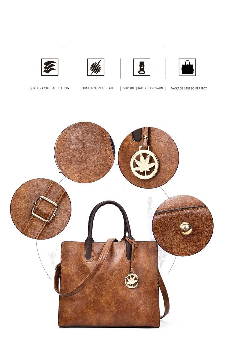 Leather Tote Bags 3-Piece Set Women%27s Tote + Shoulder Strap + Coin Purse