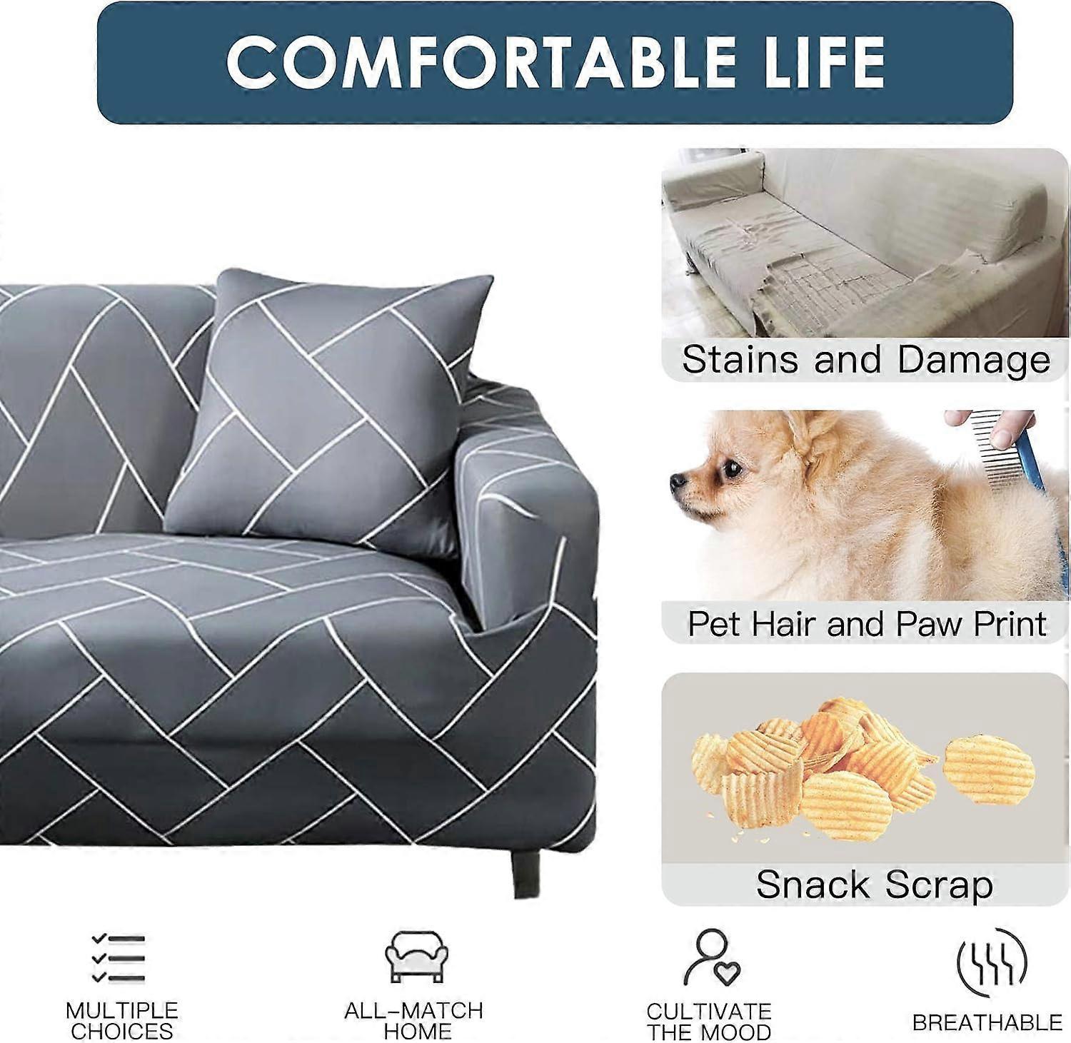 Stretch Sofa Cover 2 Seater with Armrests 110-160cm