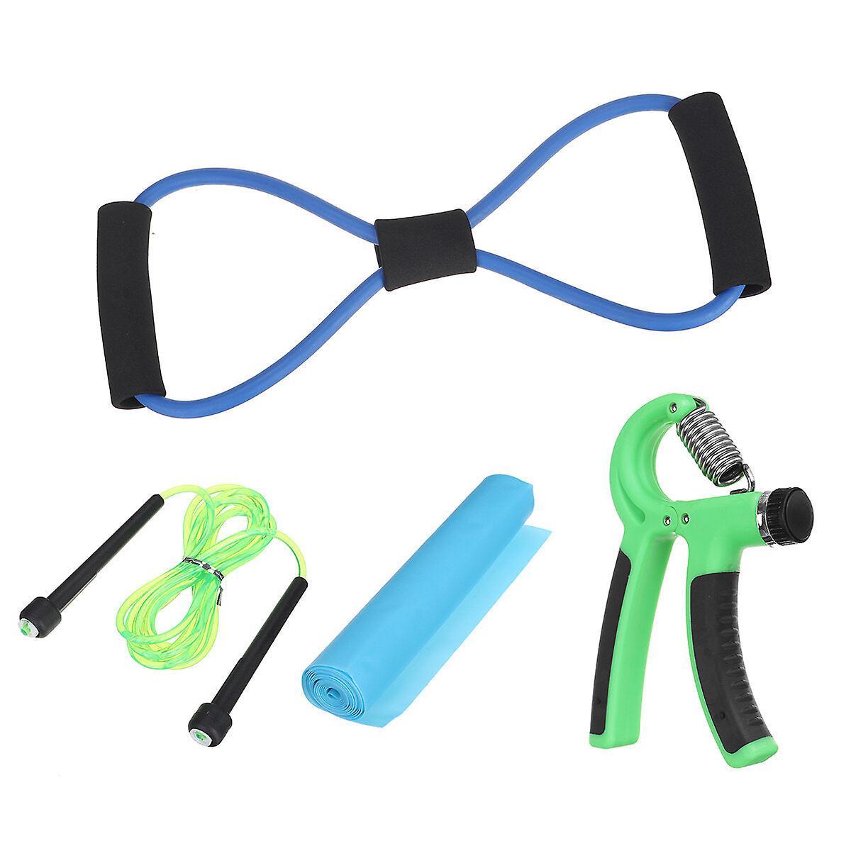 5pcs Yoga Resistance Bands Kit with Skipping Rope & Hand Gripper 5pcs Yoga Resistance Bands Kit with Skipping Rope & Hand Gripper