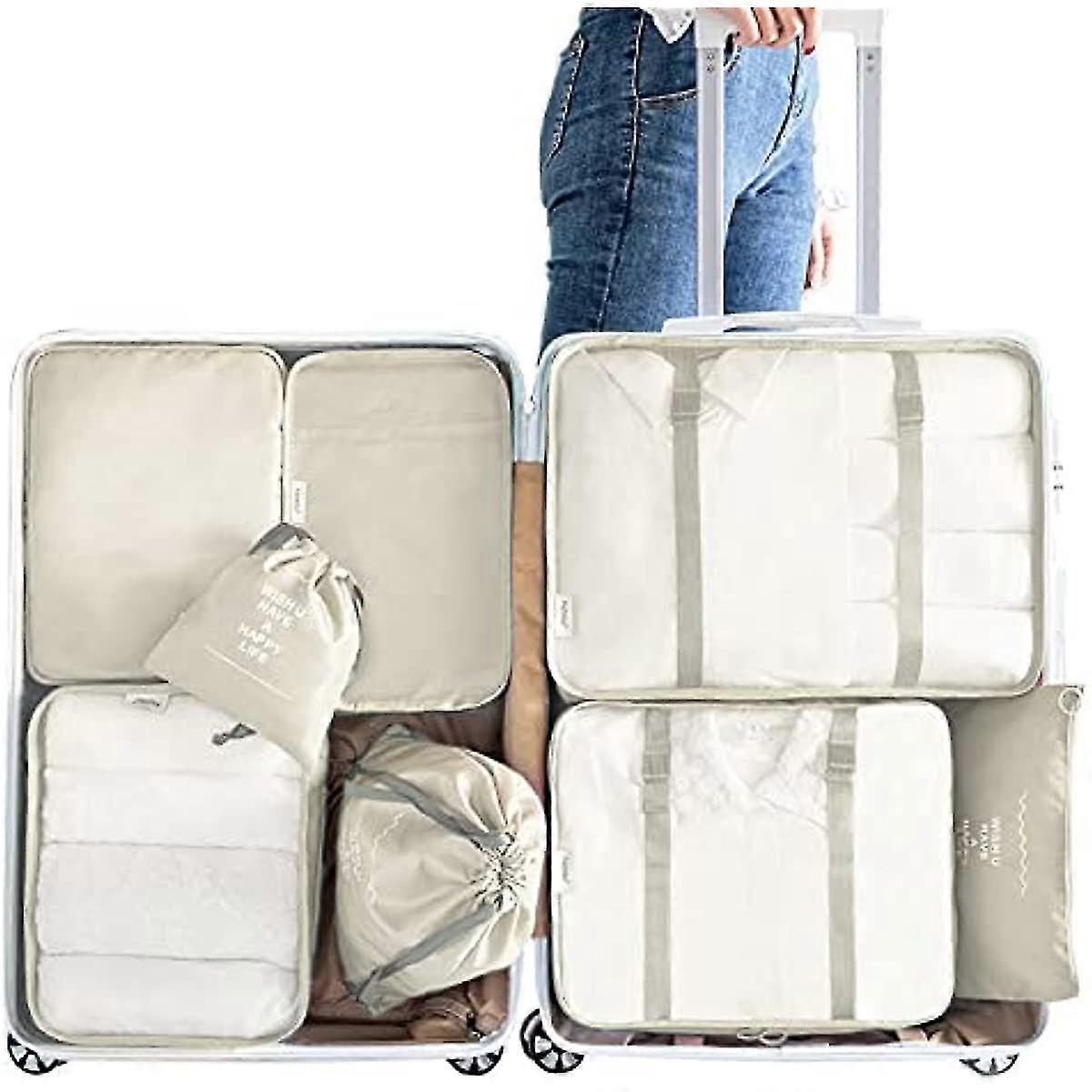 8pcs Packing Cubes for Suitcases Travel Compression Organizer for Clothes