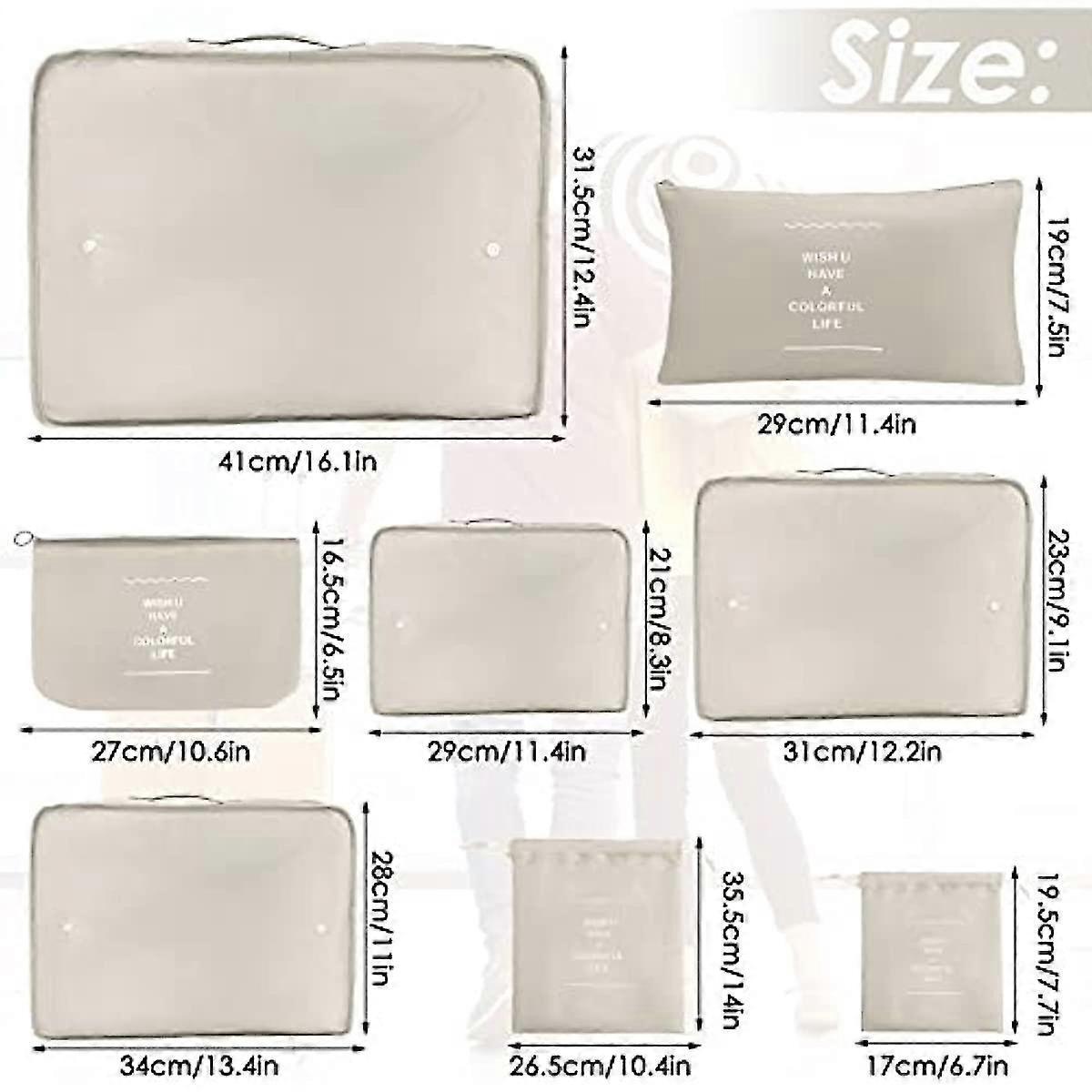 8pcs Packing Cubes for Suitcases Travel Compression Organizer for Clothes