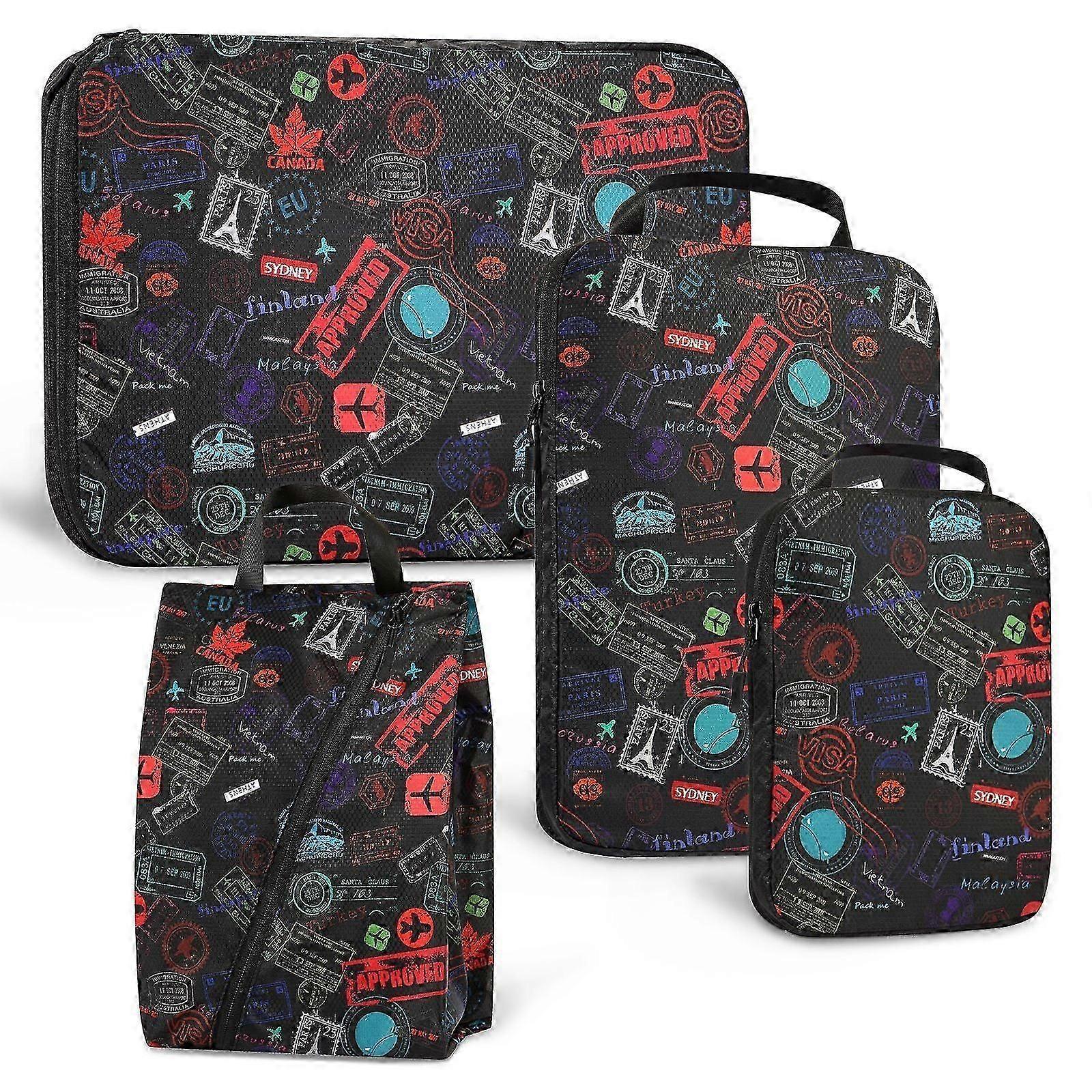 Compression Packing Cubes with Shoe Bag Foldable Luggage Storage Organizer Compression Packing Cubes with Shoe Bag Foldable Luggage Storage Organizer