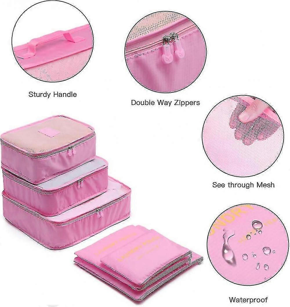 6pcs Packing Cubes Travel Storage Zip Organizers for Clothes