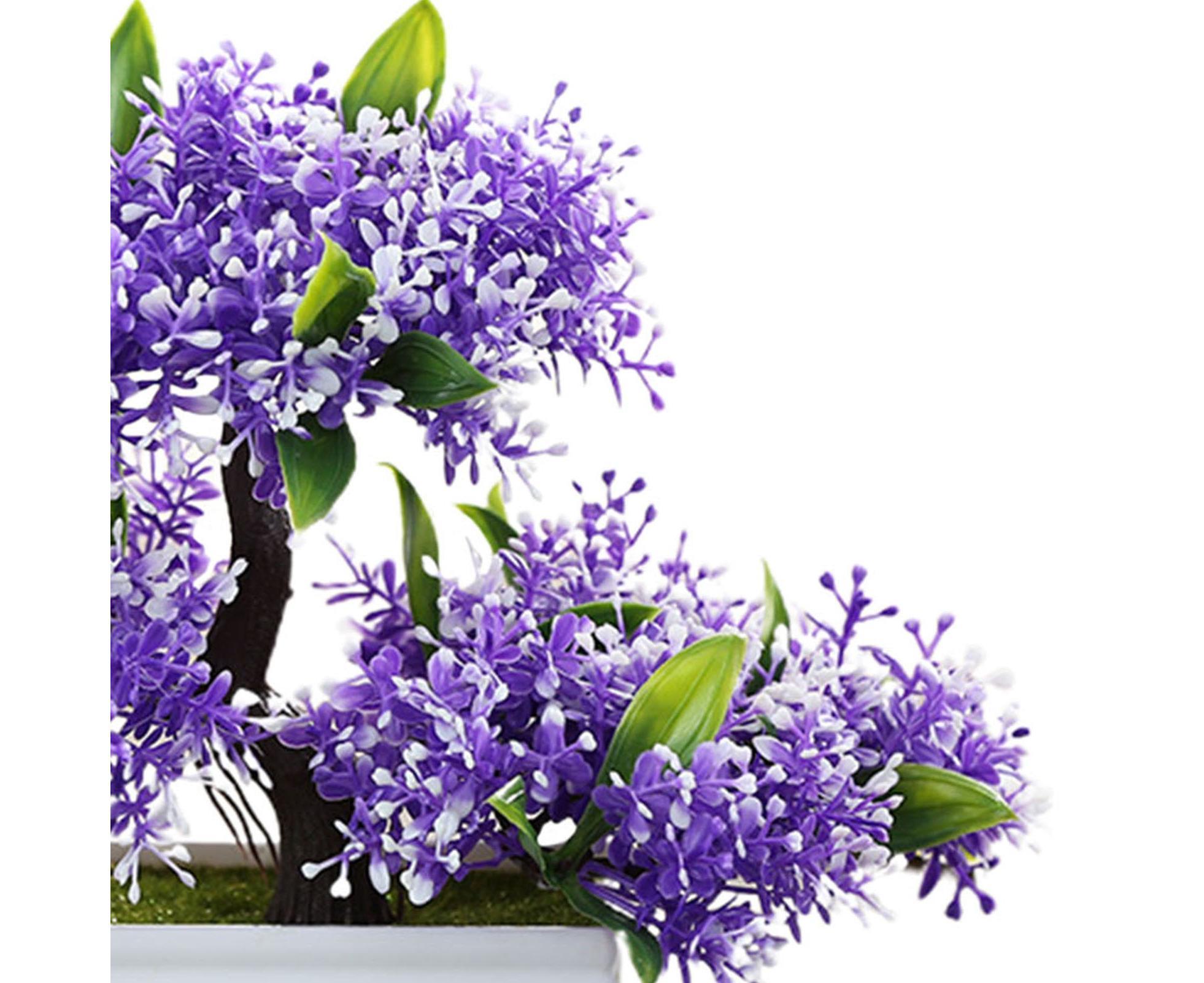 Artificial Plant Eye-catching Anti-fade Plastic Desktop Fake Potted Plants Ornaments for Home-Purple