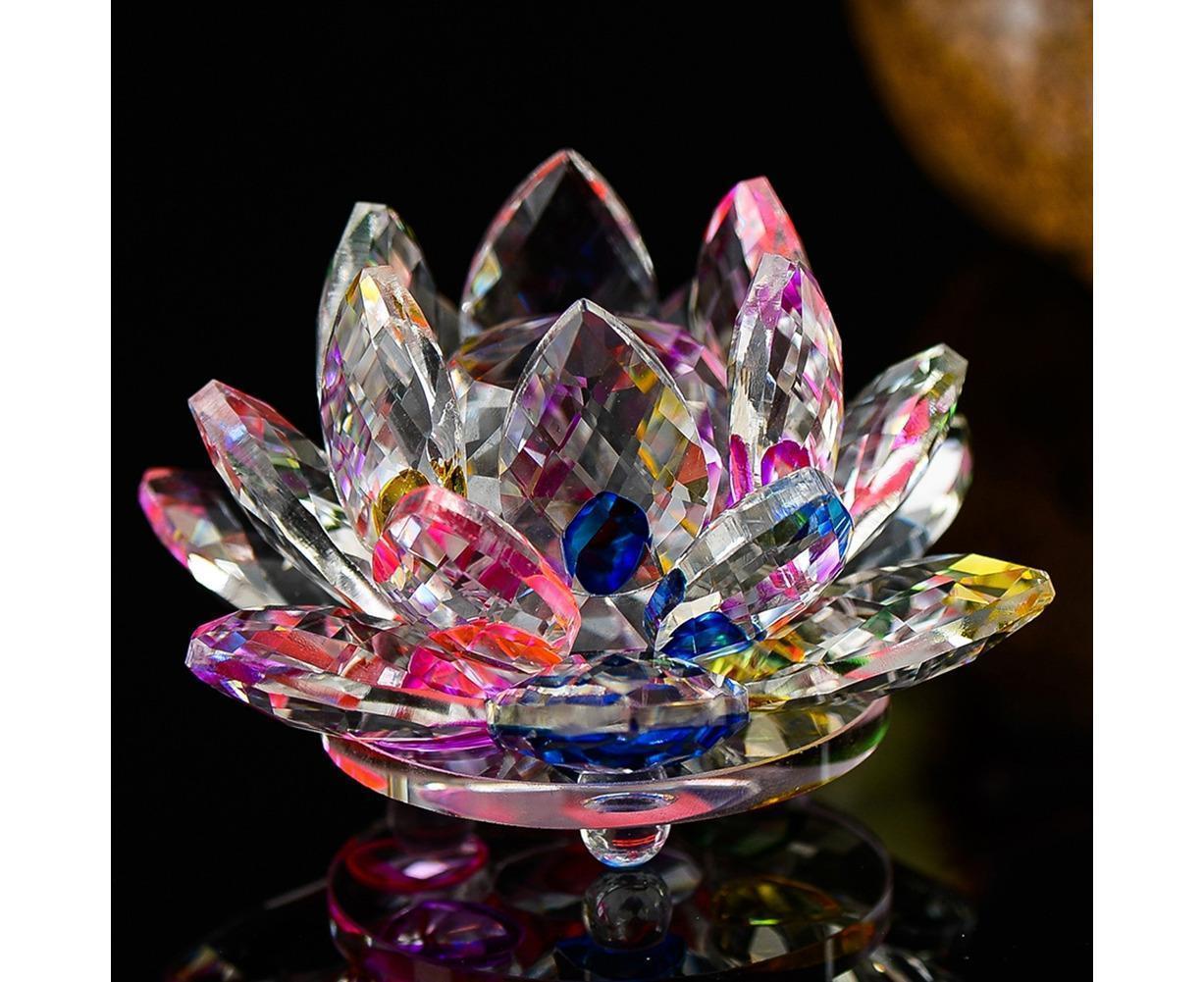Artificial Quartz Crystal Lotus Flower Figurine Wedding Party Decor Souvenir-White