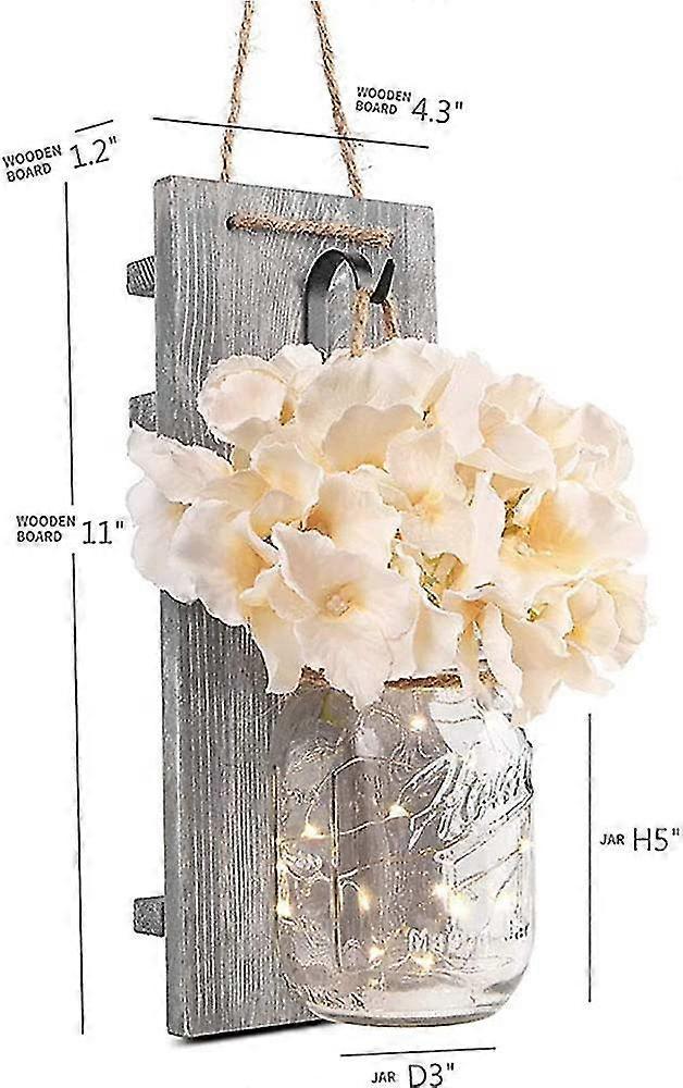 Rustic Mason Jar LED String Lights with Silk Hydrangea