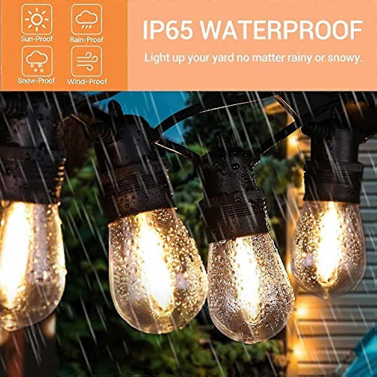 15M Outdoor Patio LED String Lights