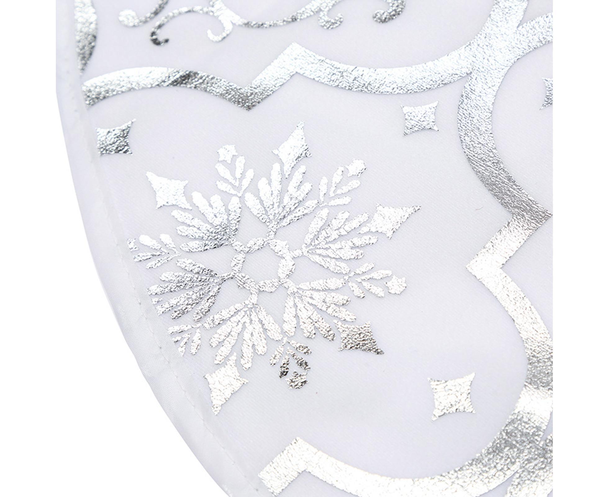 Tree Skirt Polyester Snowflake Pattern Tree Carpet-White