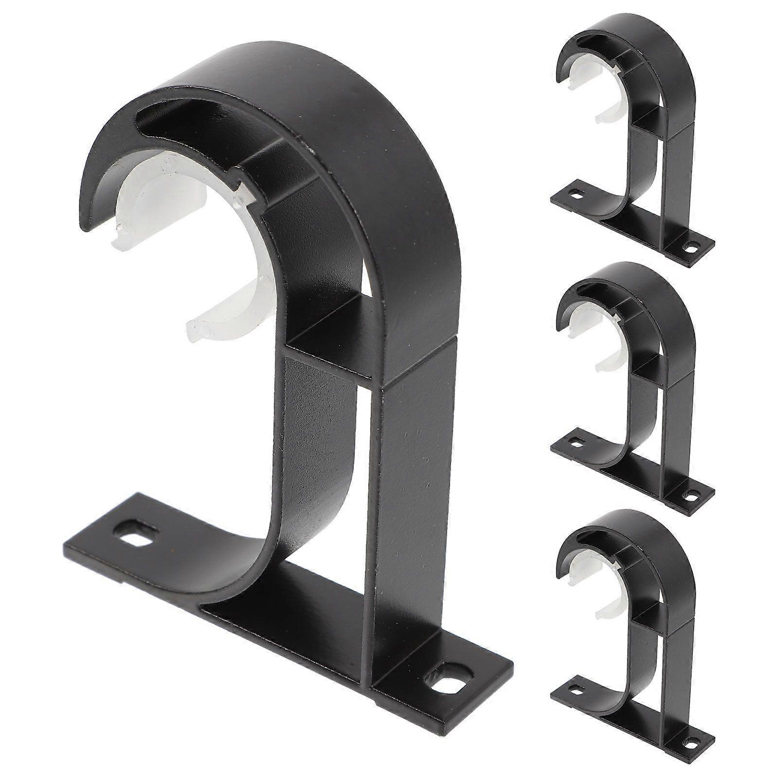 4pcs Curtain Rod Brackets, Heavy-Duty Curtain Rod Holders & Hooks
