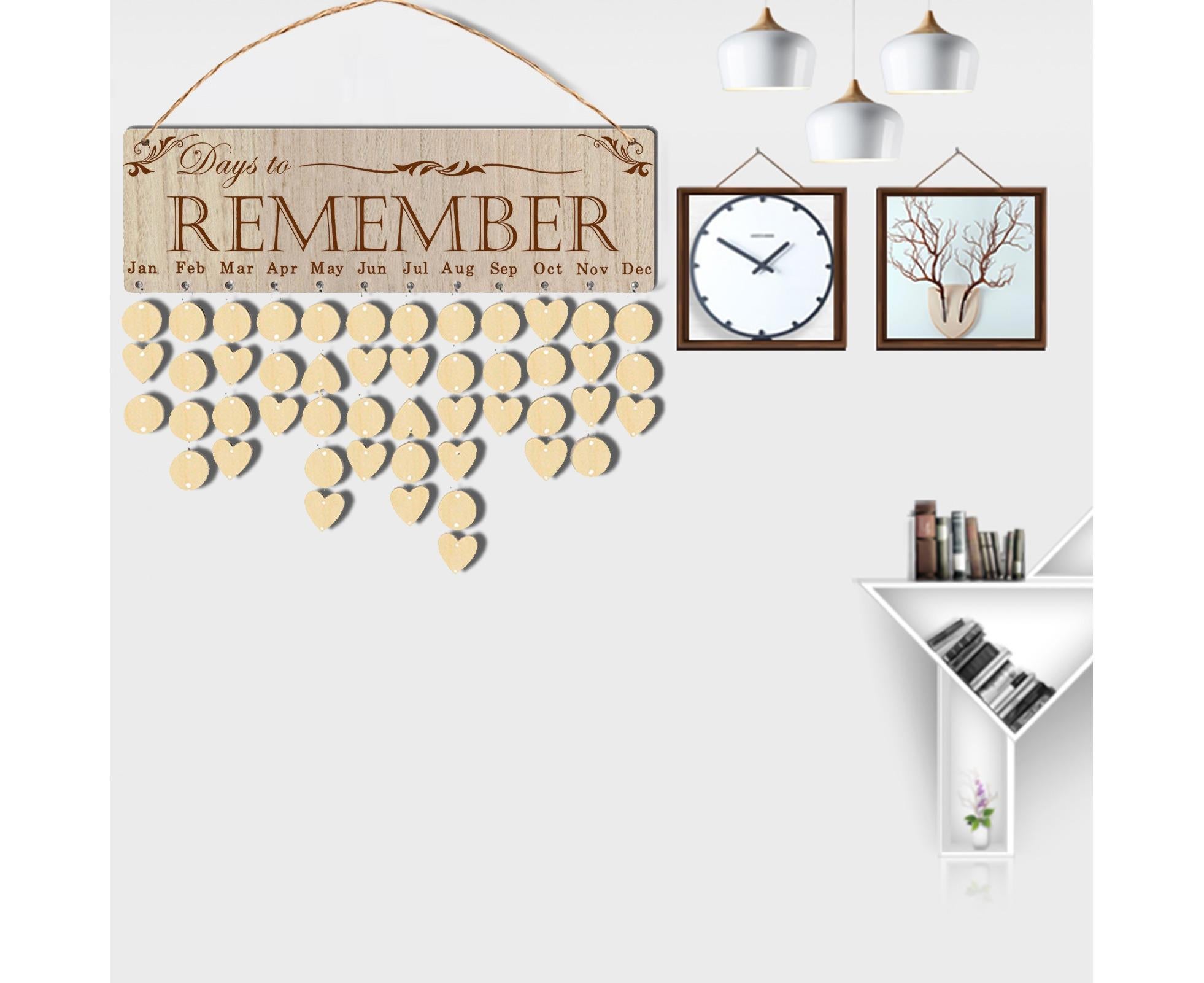 Wall Hanging Calendar Wooden Words Print Family Home Ornaments Office Decor- H