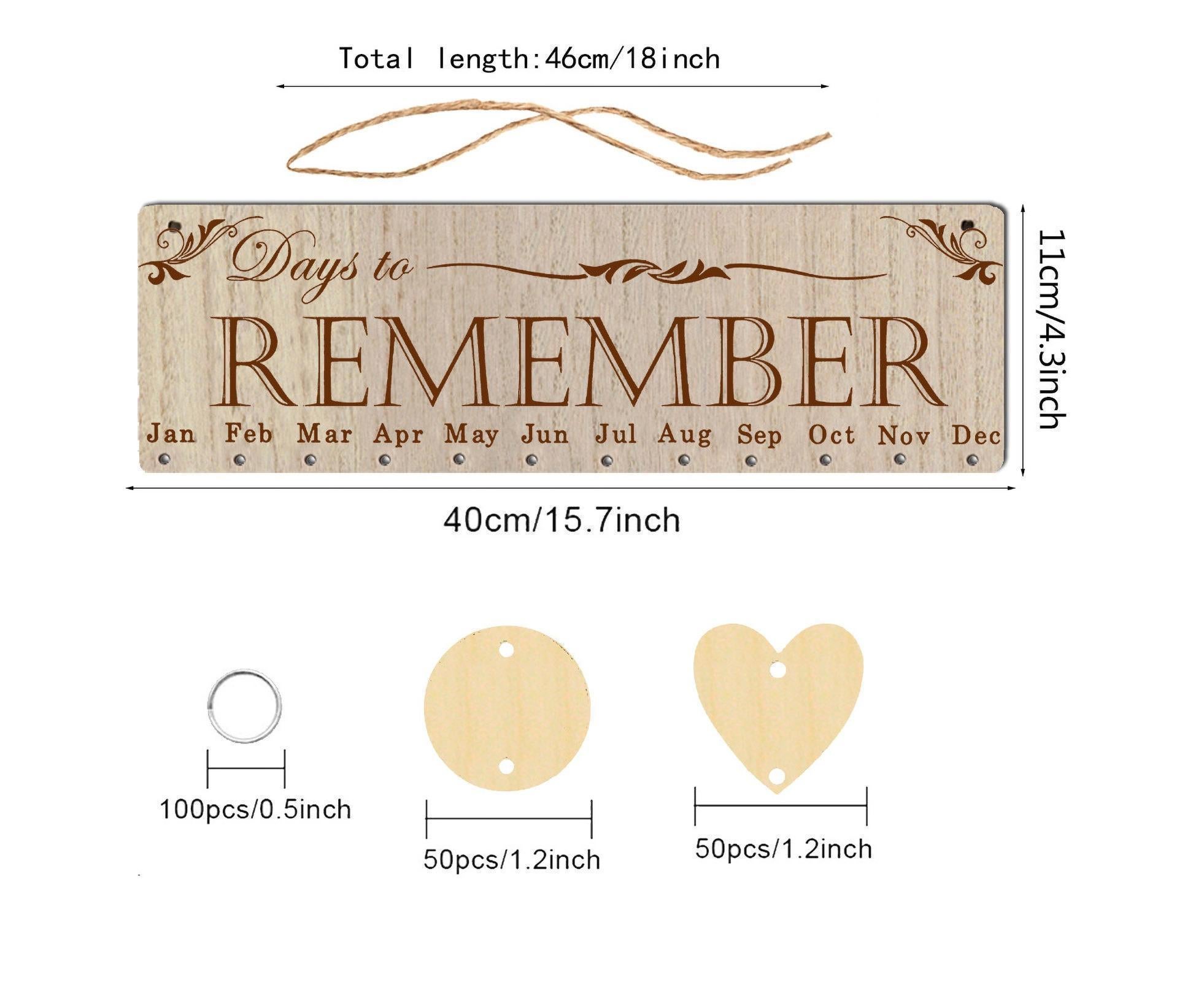 Wall Hanging Calendar Wooden Words Print Family Home Ornaments Office Decor- H