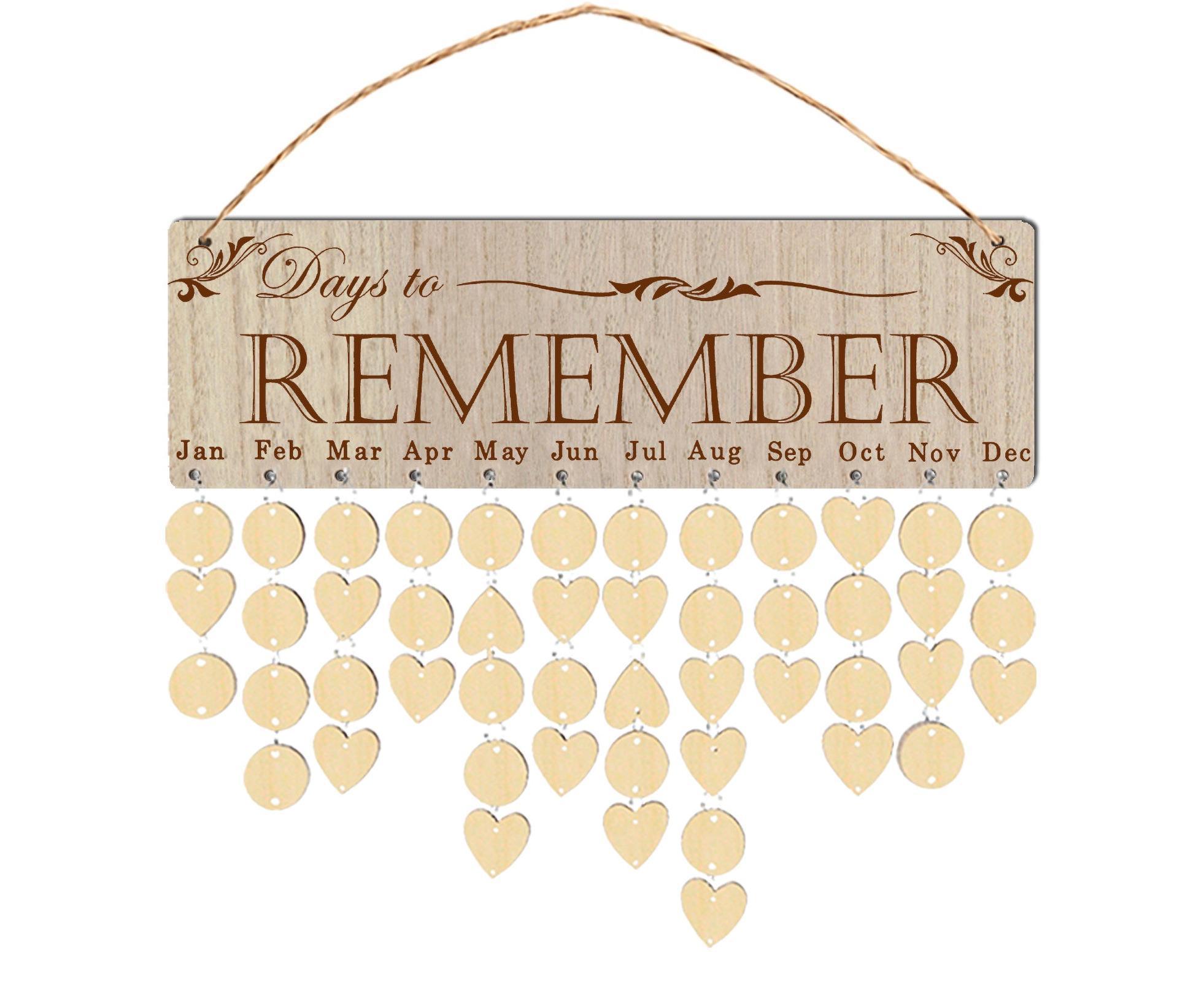 Wall Hanging Calendar Wooden Words Print Family Home Ornaments Office Decor- H