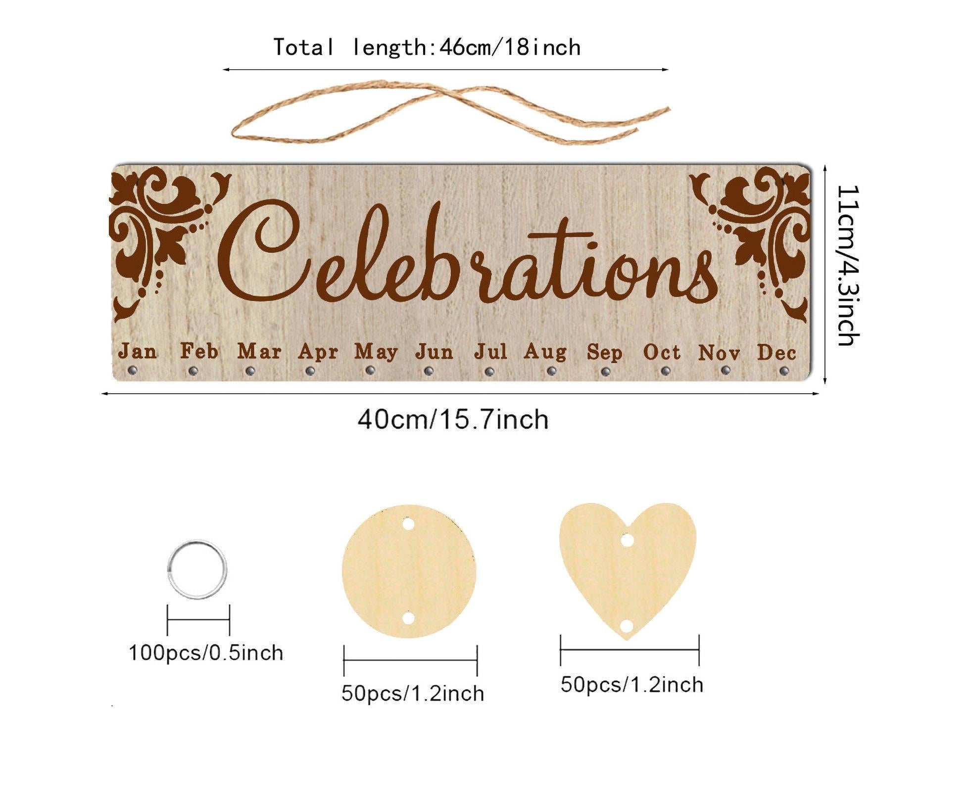 Wall Hanging Calendar Wooden Words Print Family Home Ornaments Office Decor- H