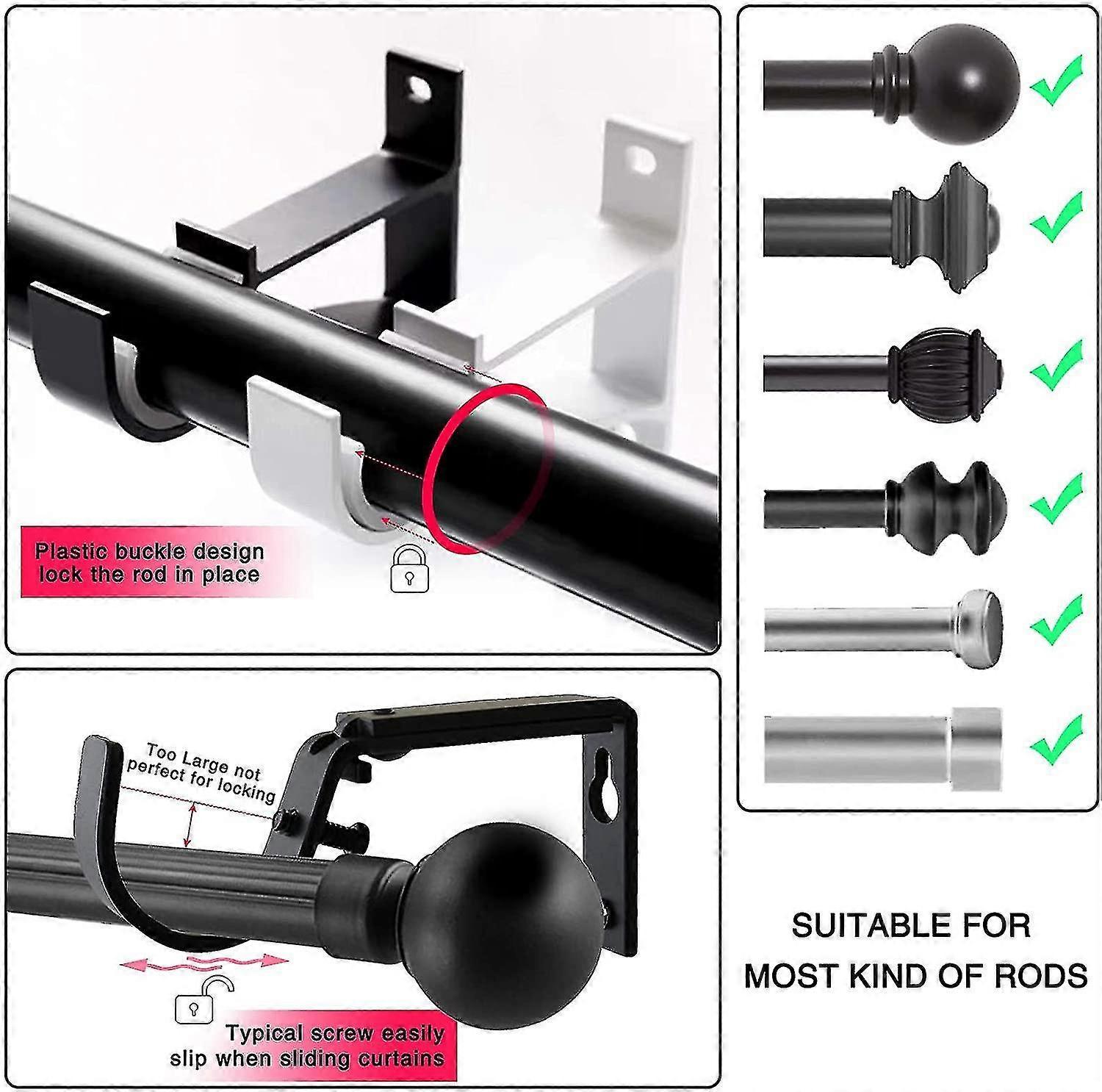 2pcs Small Curtain Rod Brackets