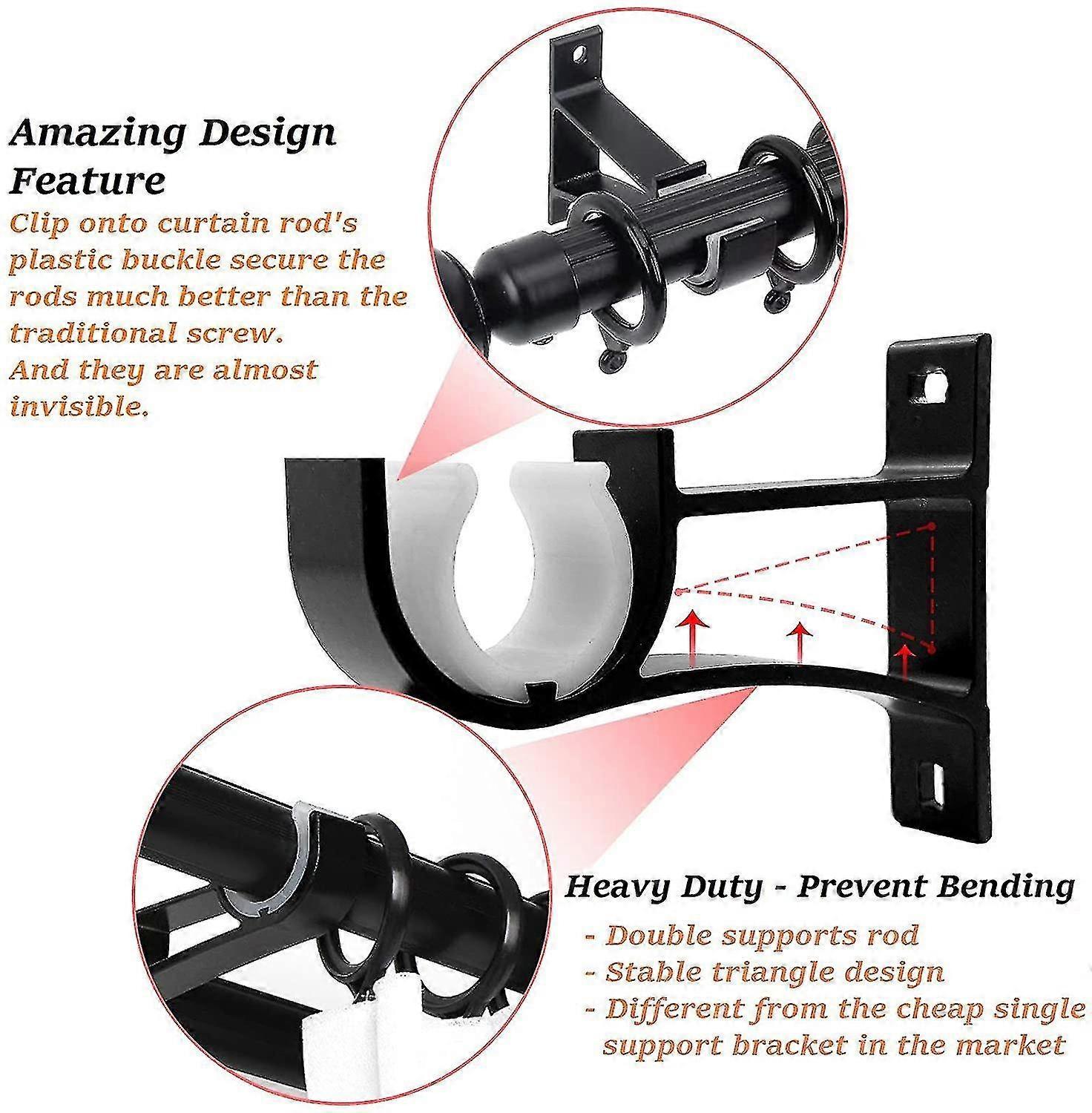 2pcs Small Curtain Rod Brackets