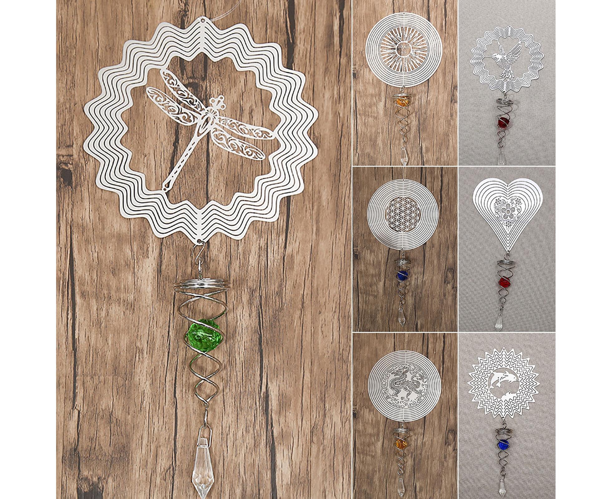 Metal Wind Spinner Rotating Animal Letter Pattern Hanging Pendant Home Ornament-#6