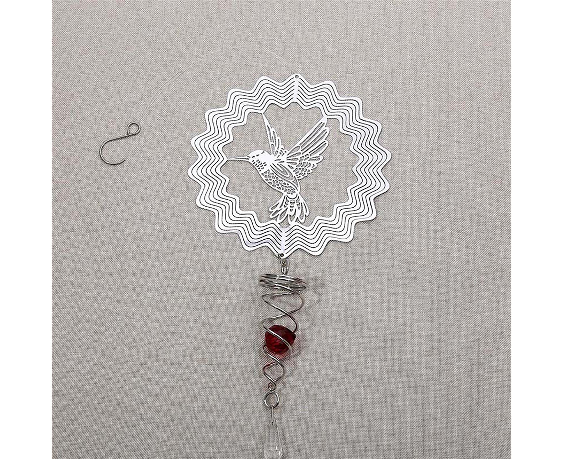 Metal Wind Spinner Rotating Animal Letter Pattern Hanging Pendant Home Ornament-#6