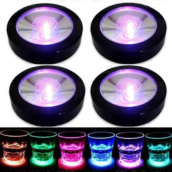 4pcs LED Drink Coasters with Light Sensor for Bar Party 4pcs LED Drink Coasters with Light Sensor for Bar Party