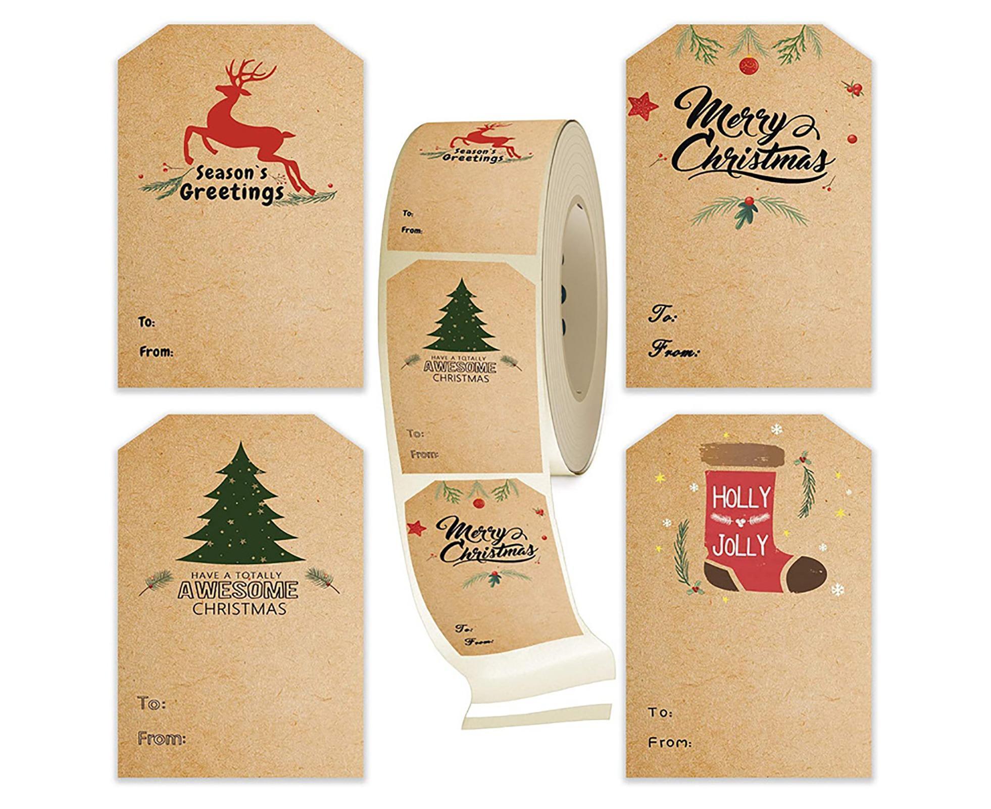 300Pcs/Roll Christmas Gift Sticker-Cowhide Color