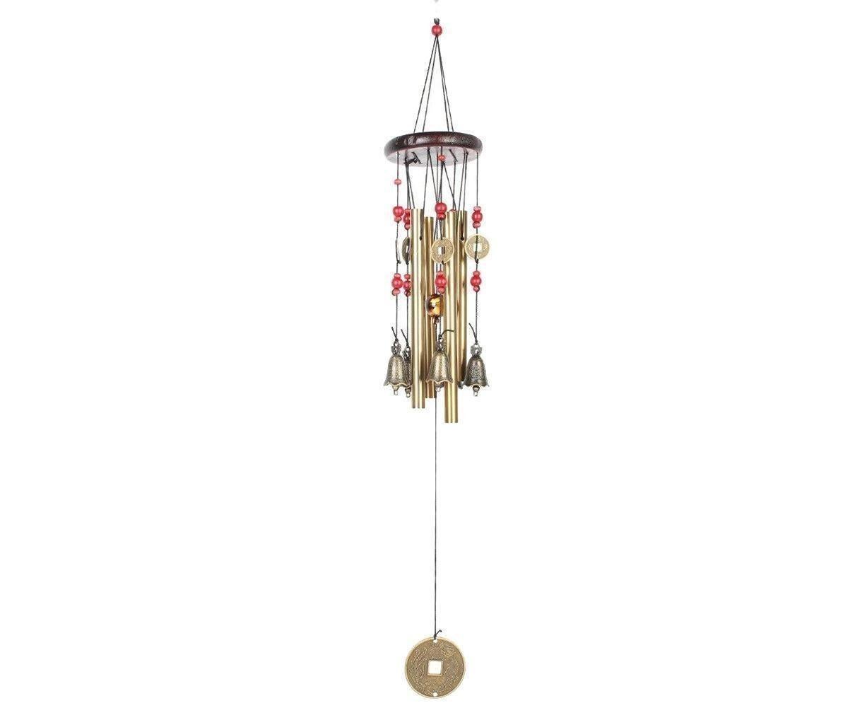 Metal Pipes Bell Copper Coin Wind Chime Ornament Garden Balcony Hanging Decor