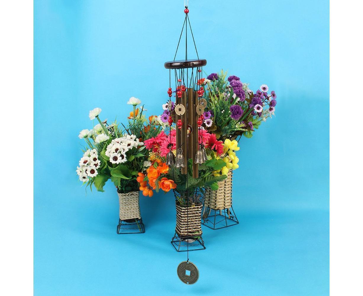Metal Pipes Bell Copper Coin Wind Chime Ornament Garden Balcony Hanging Decor