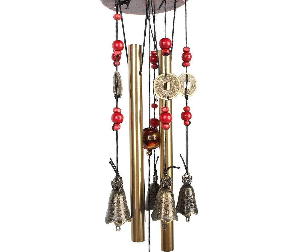 Metal Pipes Bell Copper Coin Wind Chime Ornament Garden Balcony Hanging Decor