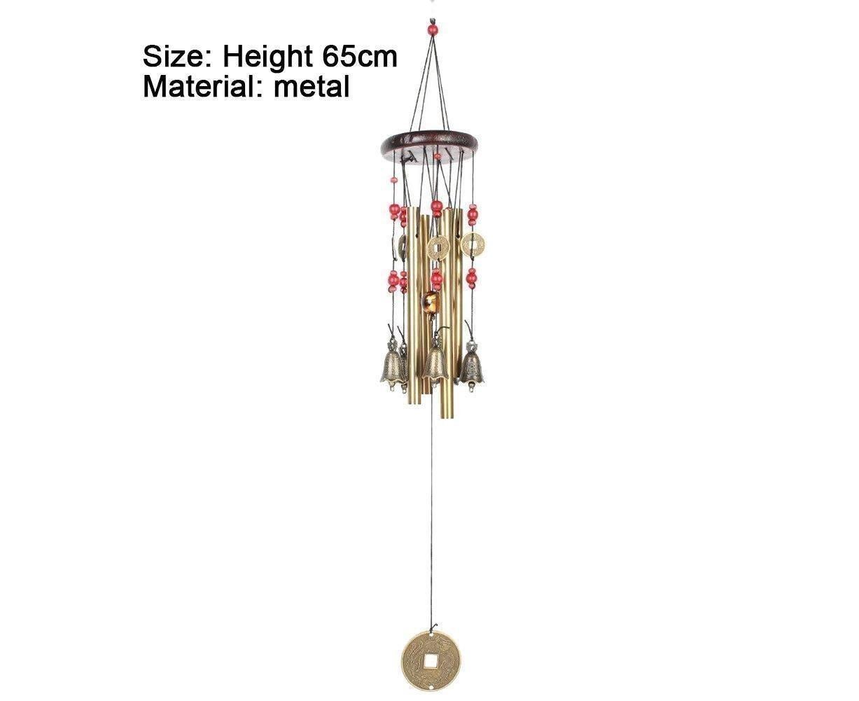 Metal Pipes Bell Copper Coin Wind Chime Ornament Garden Balcony Hanging Decor