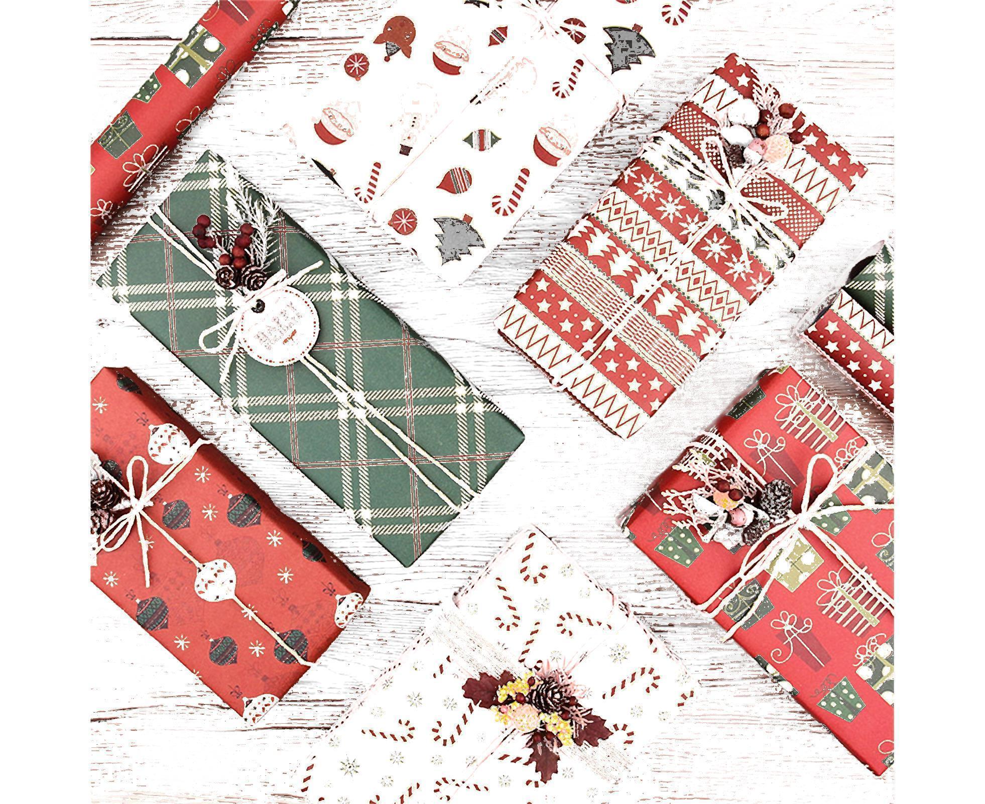 6Pcs Gift Wrapping Paper for Christmas