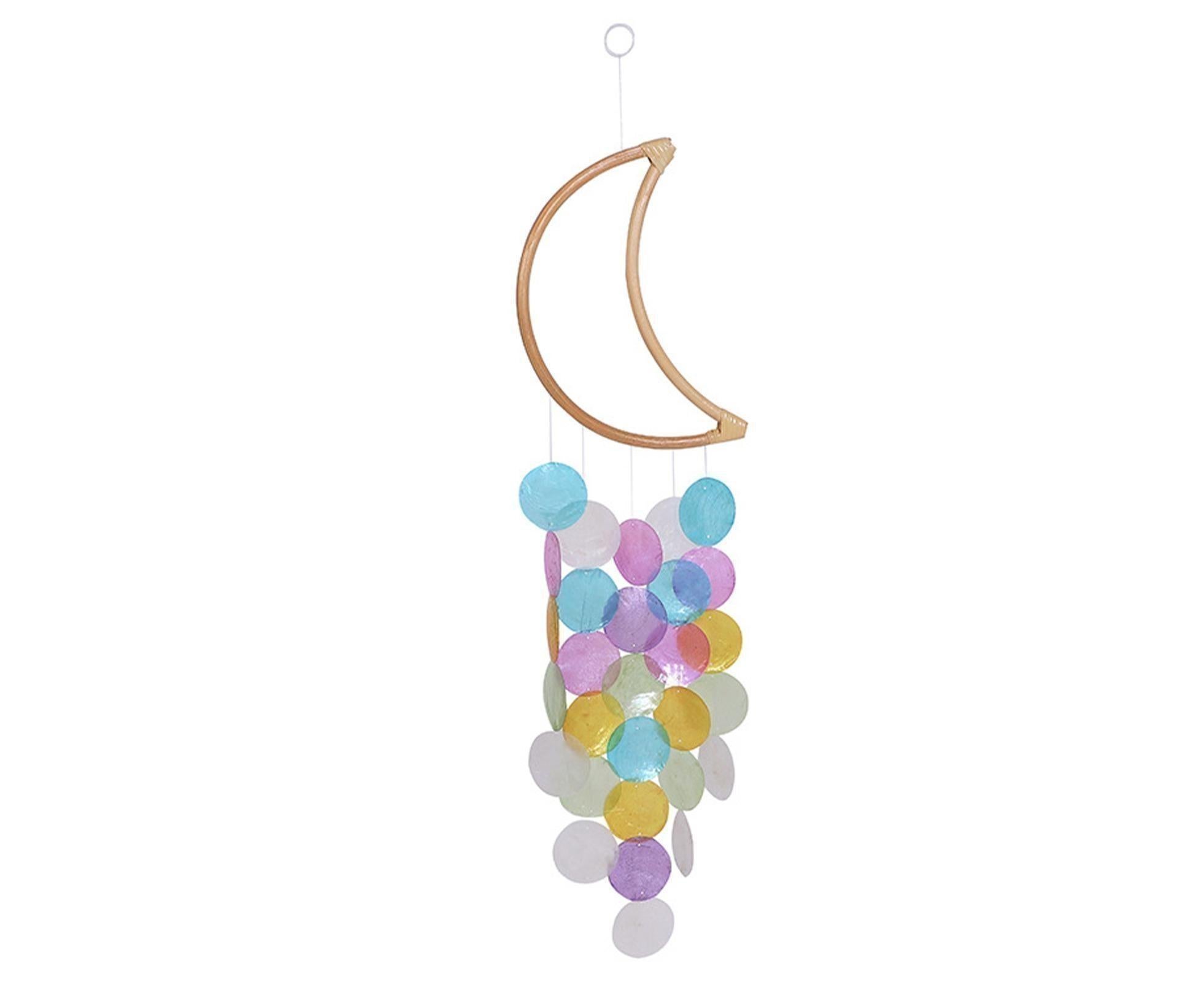 Wooden Moon Shape Wind Chime-Multicolor Wooden Moon Shape Wind Chime-Multicolor