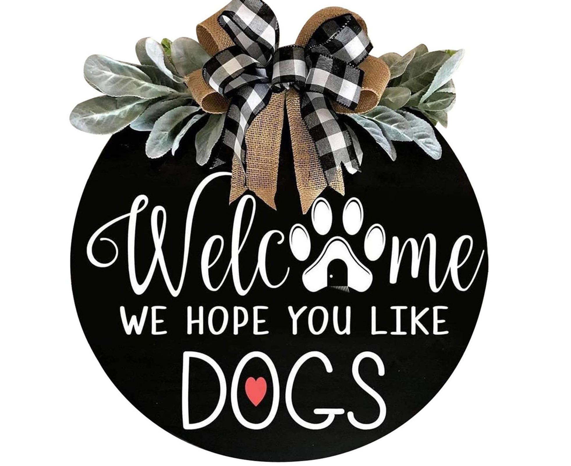 Door Sign Long Lasting Multifunctional Round Welcome Hanging Home Sign for Home-Black