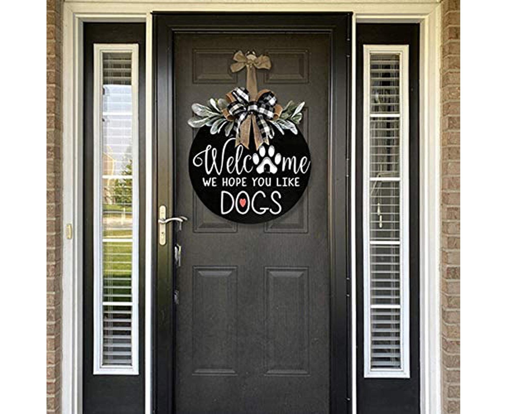 Door Sign Long Lasting Multifunctional Round Welcome Hanging Home Sign for Home-Black