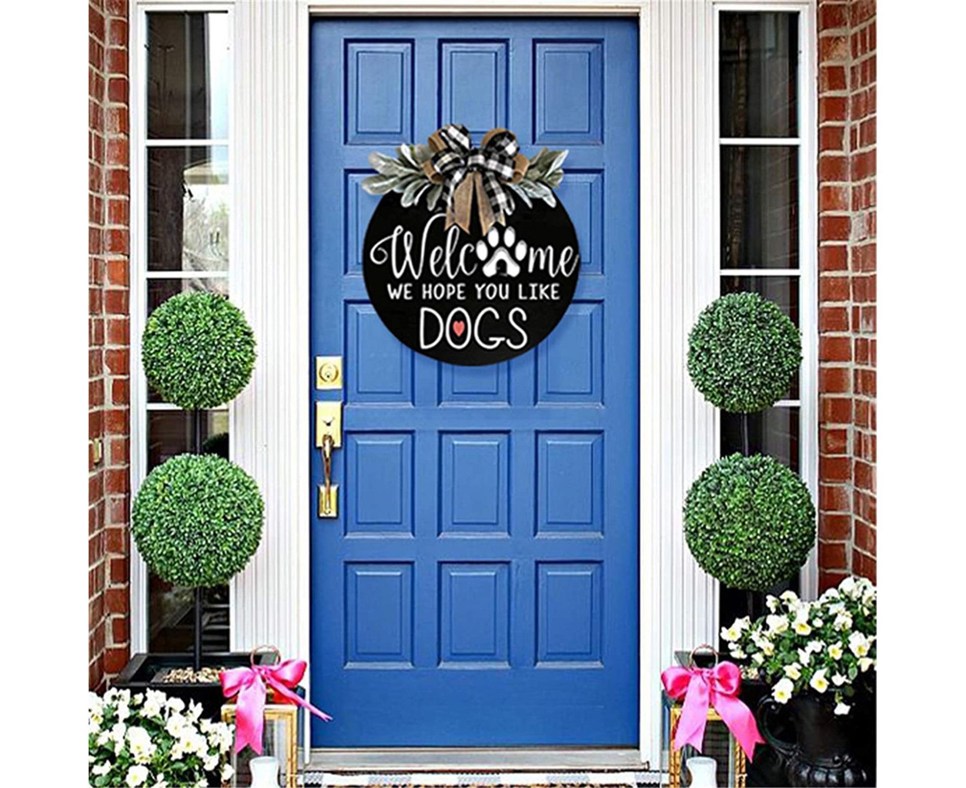 Door Sign Long Lasting Multifunctional Round Welcome Hanging Home Sign for Home-Black