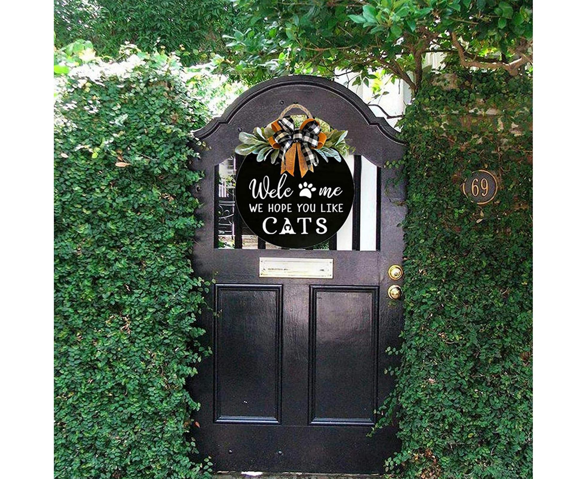 Door Sign Long Lasting Multifunctional Round Welcome Hanging Home Sign for Home-Black
