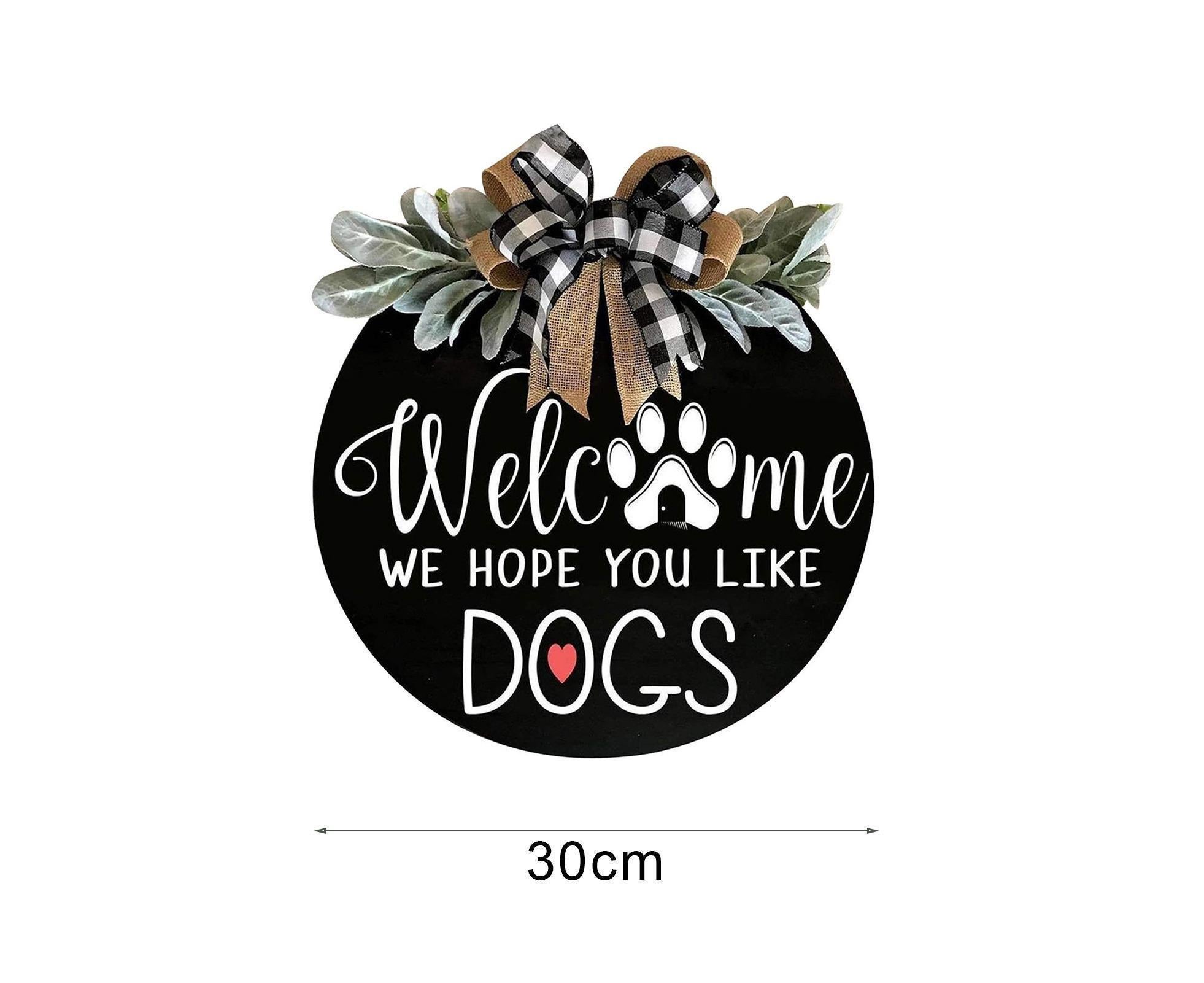 Door Sign Long Lasting Multifunctional Round Welcome Hanging Home Sign for Home-Black