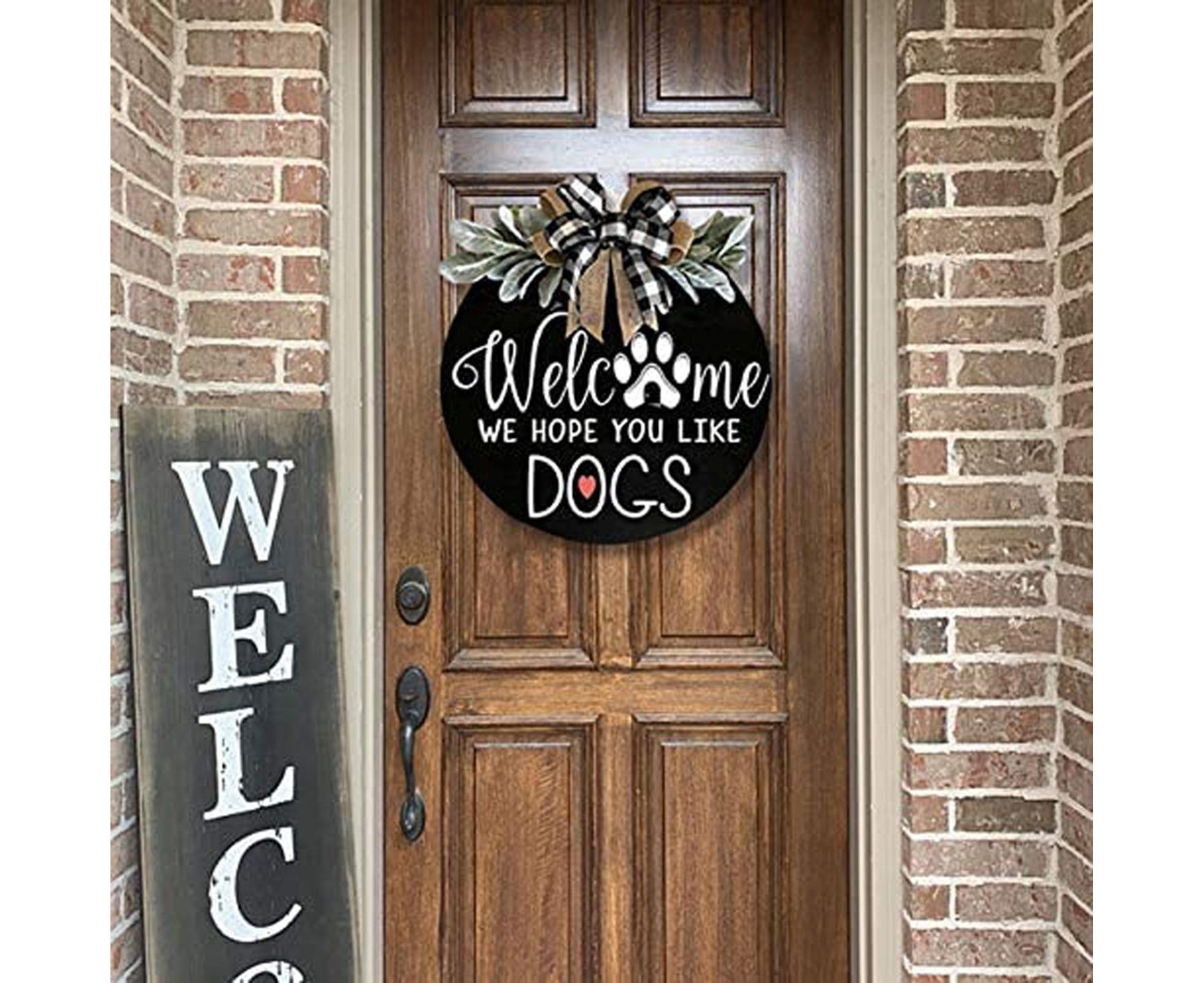 Door Sign Long Lasting Multifunctional Round Welcome Hanging Home Sign for Home-Black